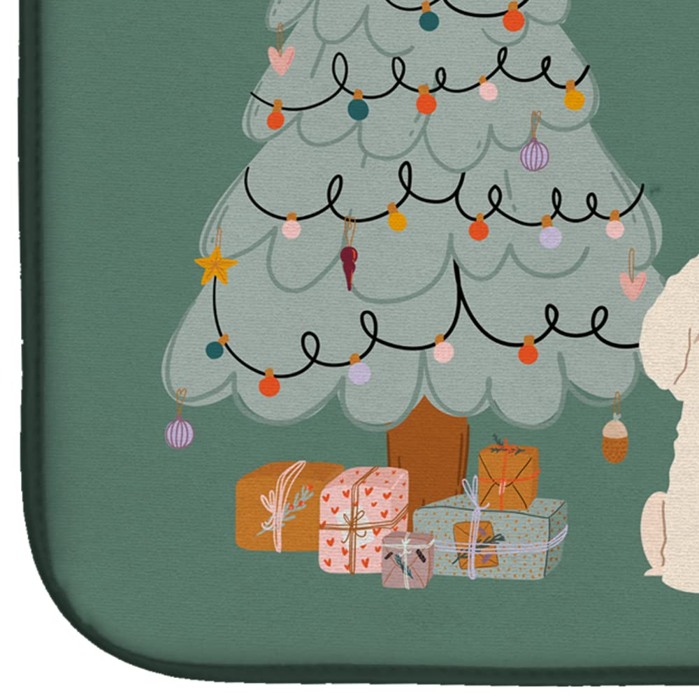 Bichon Frise Christmas Everyone Absorbent Dish Drying Mat - 14 x 21 Inch Multicolor Kitchen Counter Pad for Dishes | Perfect Holiday Gift & Countertop Drainer for Festive Kitchens