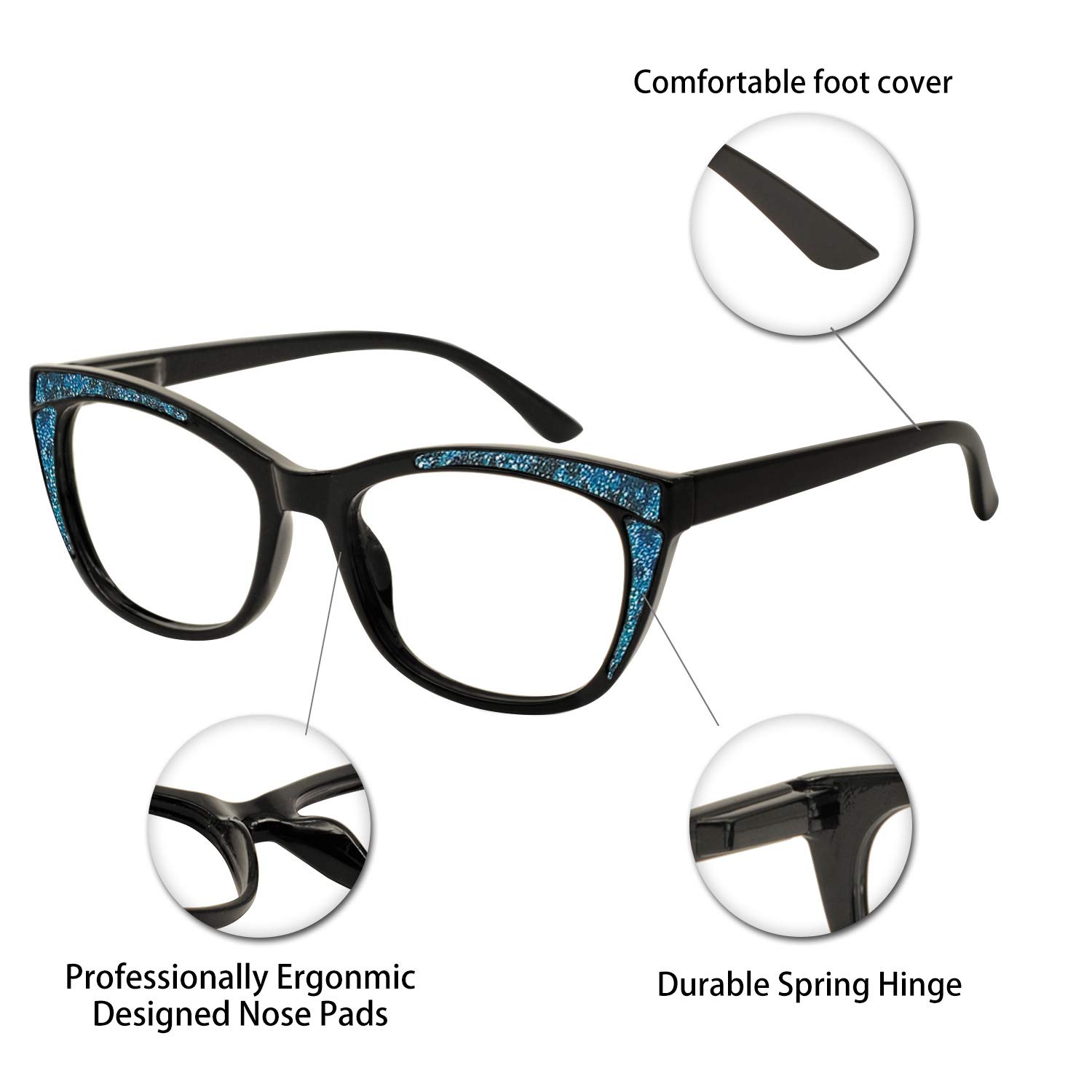 OCCI CHIARI Fashion Reading Glasses for Women & Men - Lightweight Eyeglass Frames with Spring Hinges - Perfect for Reading, Working, and Computer Use