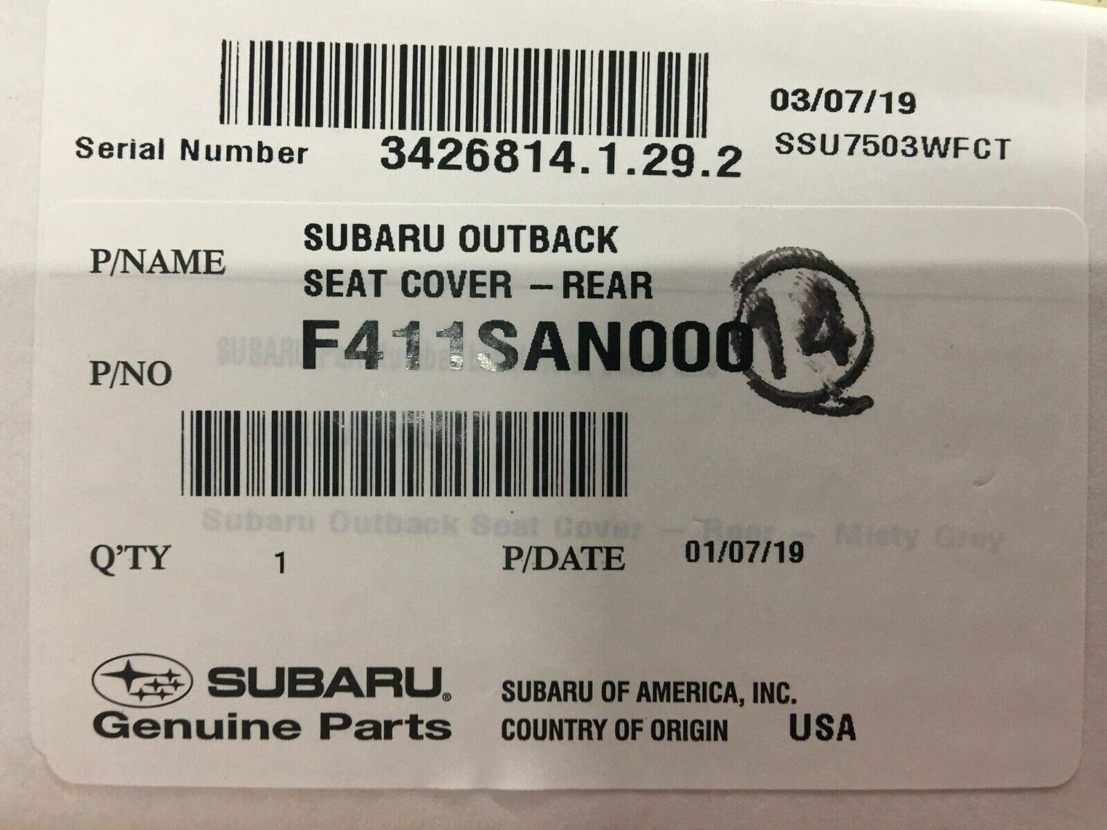 Genuine Subaru Rear Bench Seat Cover - F411SAN000 for 2020-2022 Outback | Waterproof & Durable Protection for Pets, Kids & Spills | Perfect for Road Trips & Outdoor Adventures
