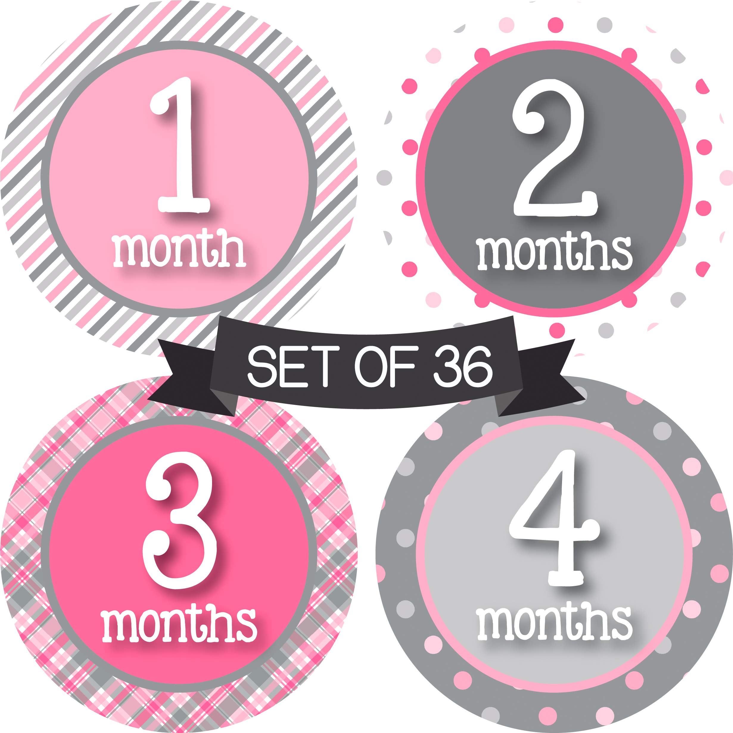 Baby Girl Monthly Milestone Stickers - Adhesive Photo Props for Newborn Growth Tracking - Perfect for Baby's First Year, Monthly Photos, Scrapbooking & Nursery Decor