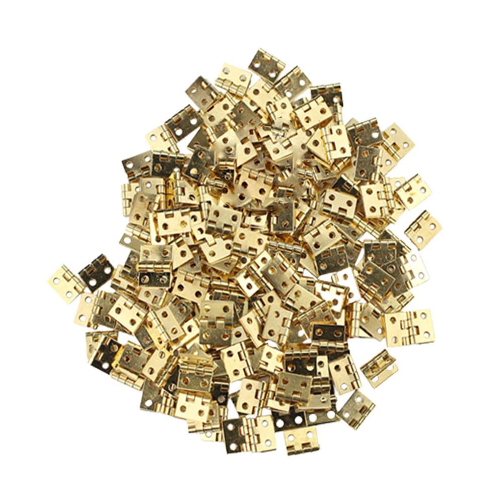 50 Mini Hinges - Small Brass Jewelry Box Hinges for Wooden Craft Boxes, Retro Bronze Cabinet Hinges - Perfect for DIY Dollhouse Doors, Tiny Furniture & Decorative Crafts