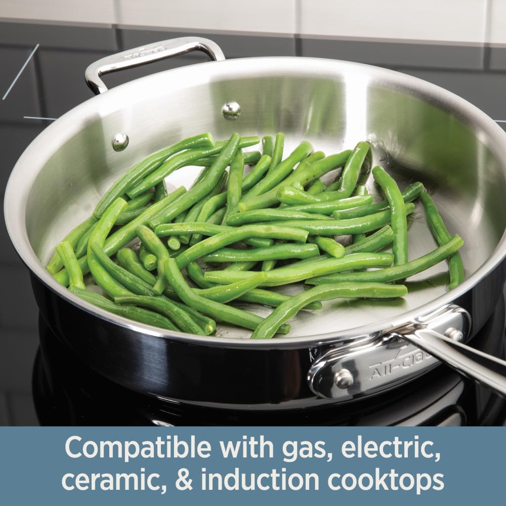 All-Clad D3 3-Ply Stainless Steel 12-Inch Fry Pan - Induction Compatible, Oven & Broiler Safe Up to 600°F - Professional Cookware for Searing, Sautéing & Frying - Perfect for Home Chefs & Professional Kitchens