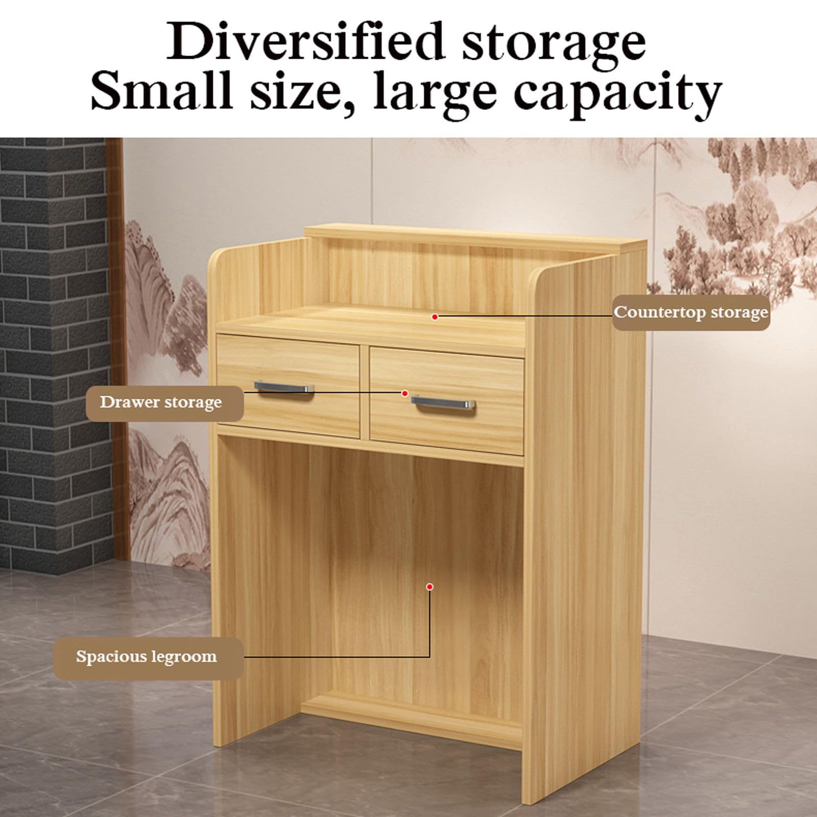 Modern LED Reception Desk with Lockable Drawer - Elegant Checkout Counter for Office, Retail Store & Beauty Salon - Durable Front Desk Table for Lobby, Hotel & Clinic Reception Areas