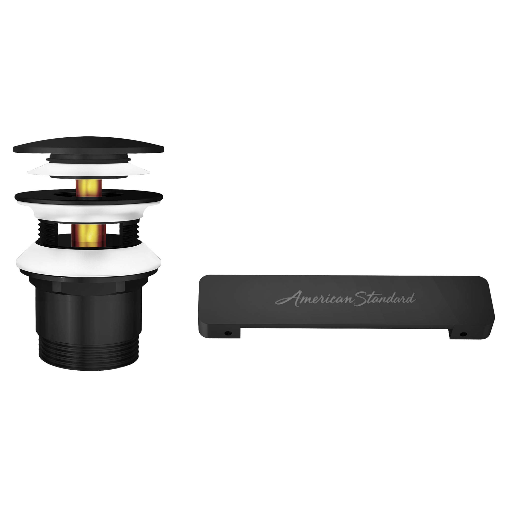 American Standard 1680100.243 Freestanding Bathtub Overflow Cover and Drain Kit in Matte Black - Perfect for Modern Bathroom Renovations and Luxury Spa Installations