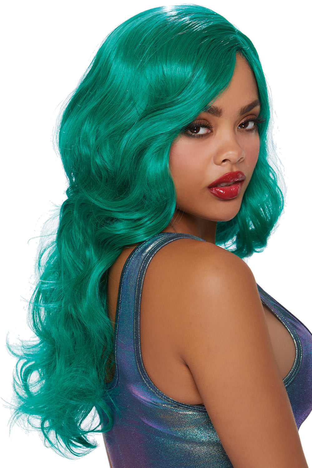 Long Wavy Teal Wig for Women - Synthetic Cosplay Hairpiece for Halloween, Costume Parties & Daily Fashion | Heat Resistant & Natural Looking