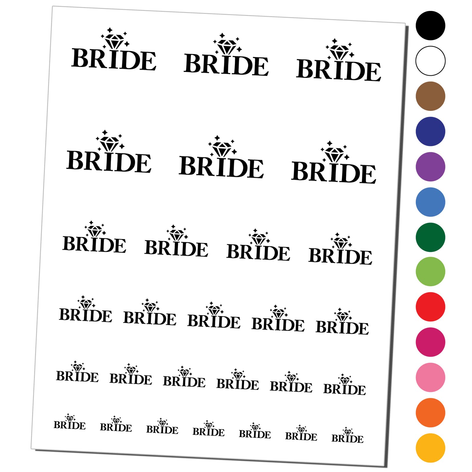 Bride Diamond Wedding Temporary Tattoos - Waterproof Fake Body Art Set with Love Heart Details (Black, 1 Sheet) | Perfect for Bridal Shower, Bachelorette Party & Wedding Day Accessories