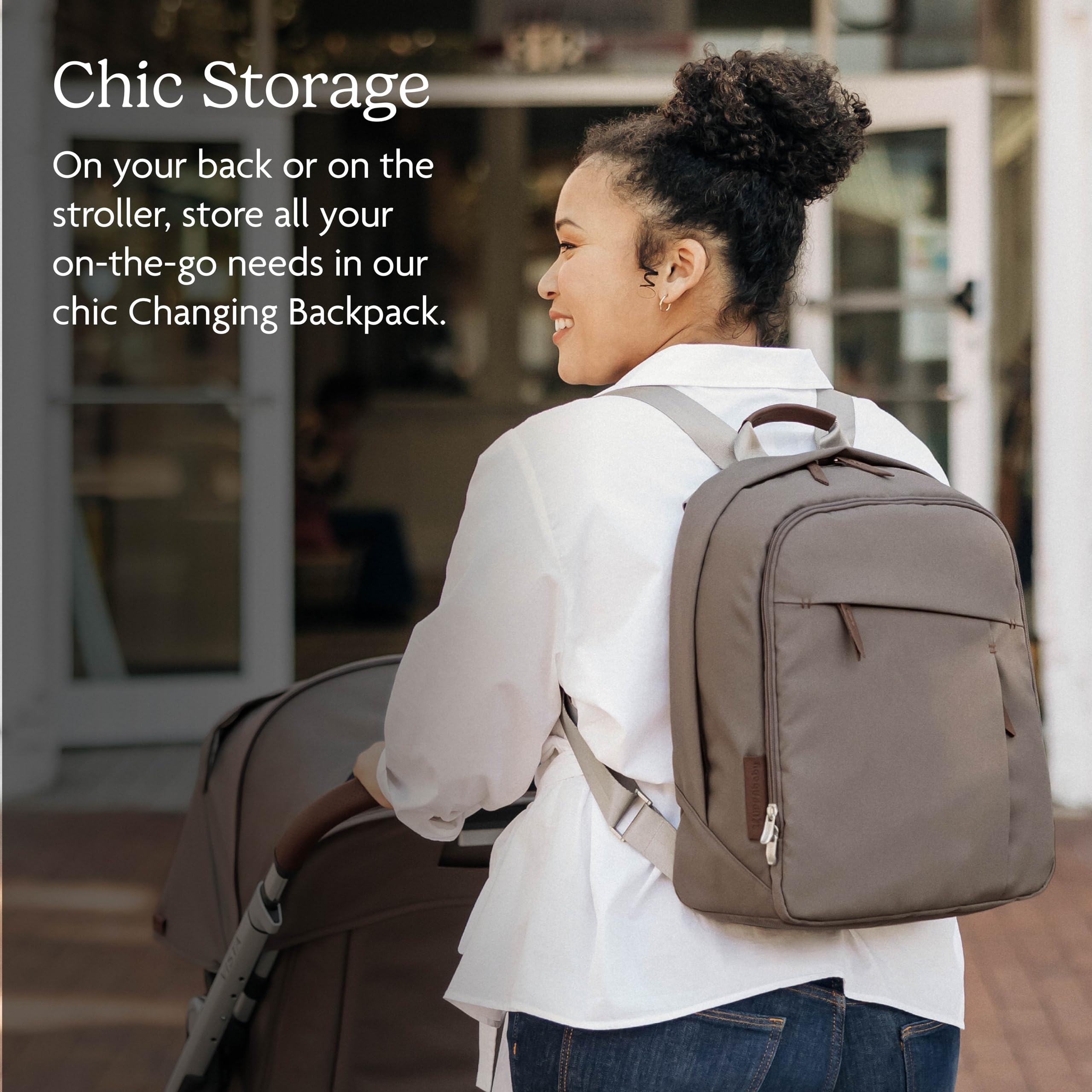UPPAbaby Diaper Backpack with Multiple Storage Compartments, Stroller Strap Attachment, Insulated Bottle Pocket & Changing Pad - Dark Taupe/Chestnut Leather - Perfect for Parenting, Travel & On-the-Go Baby Care