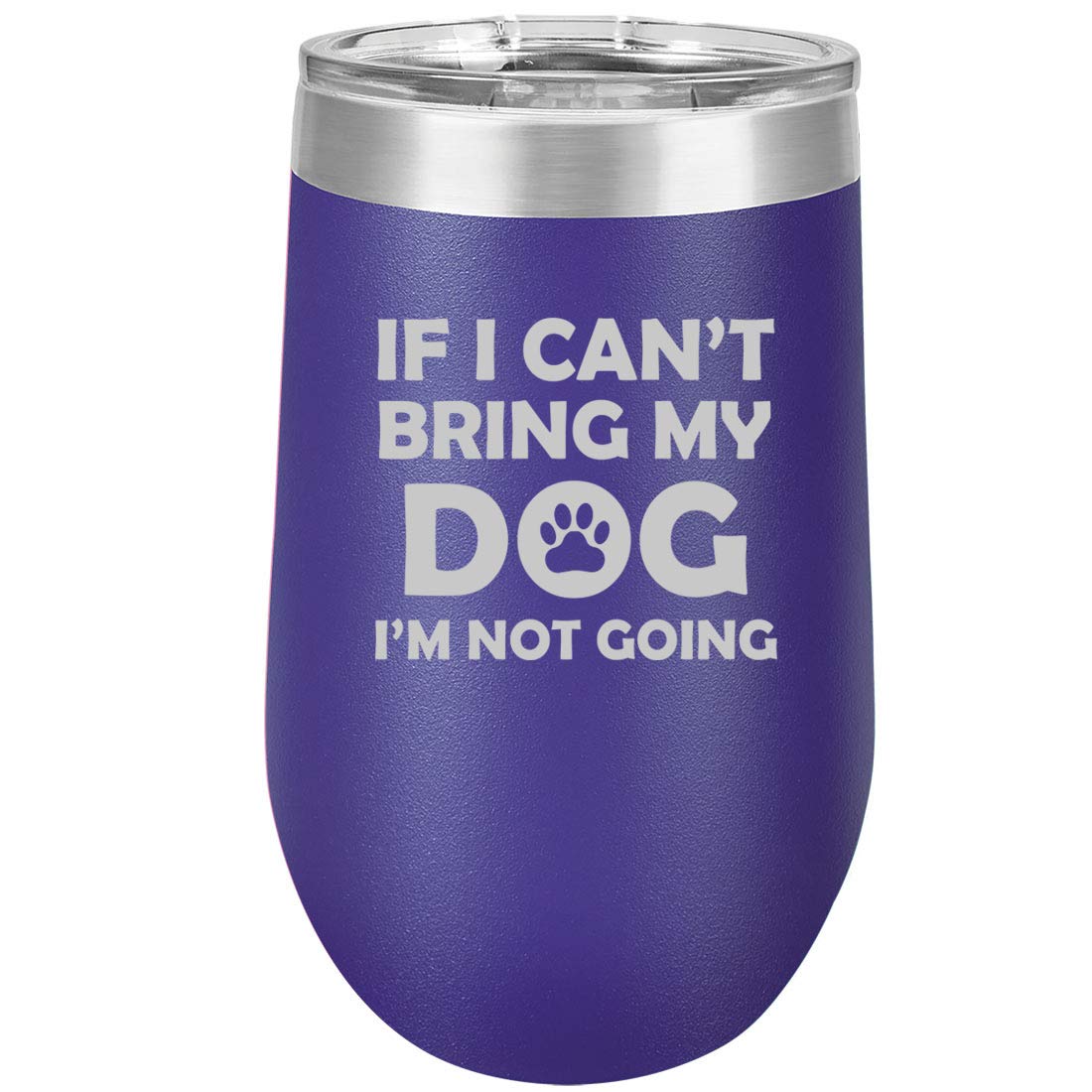 16 oz Double Wall Vacuum Insulated Stainless Steel Wine Tumbler - Stemless Coffee Travel Mug with Leak-Proof Lid - Funny Dog Lover Gift (Purple) - Perfect for Outdoor Adventures, Commuting & Office Use