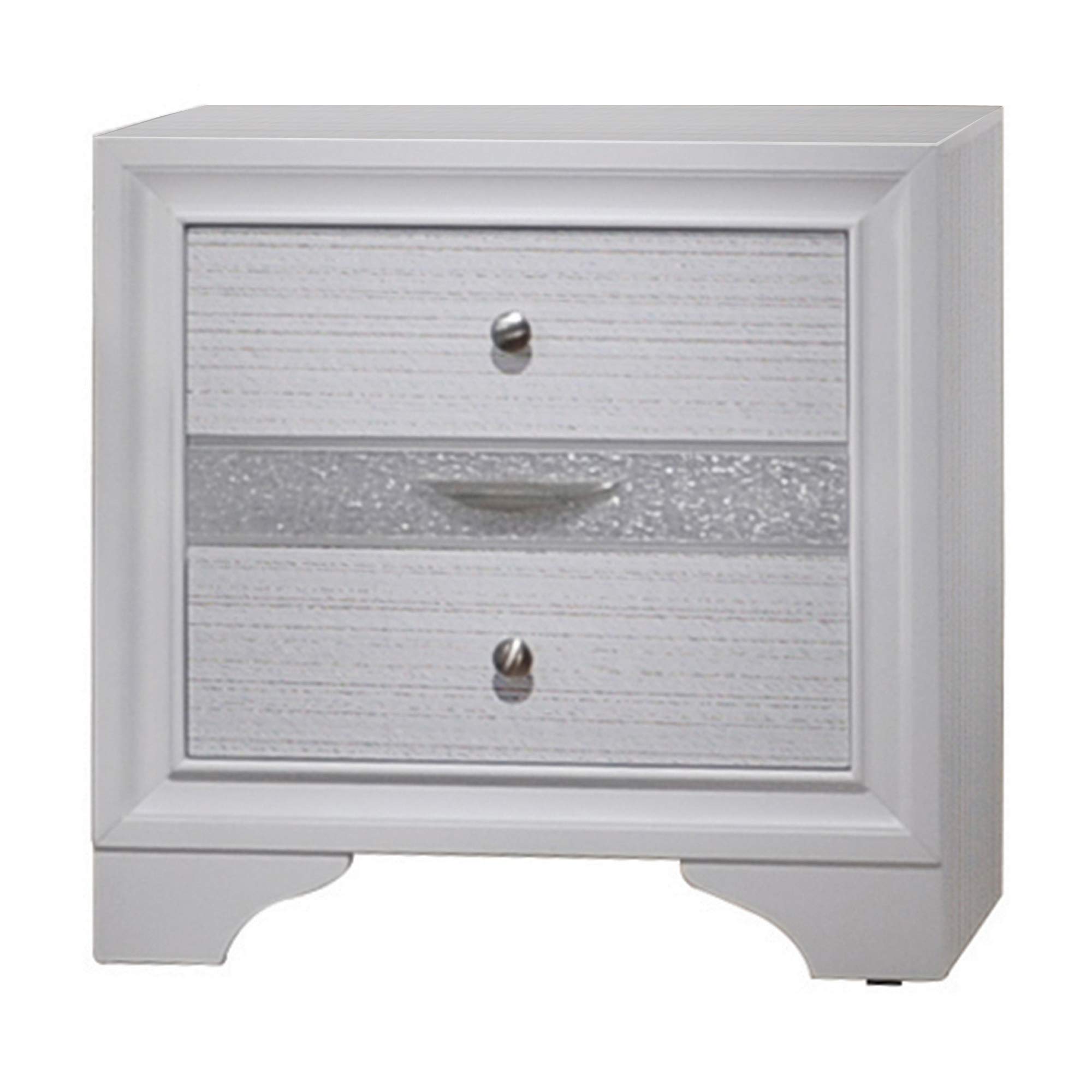 Benzara Stylish 3 Drawer Wood Nightstand - Modern White Bedside Table for Bedroom, Living Room & Nursery Storage