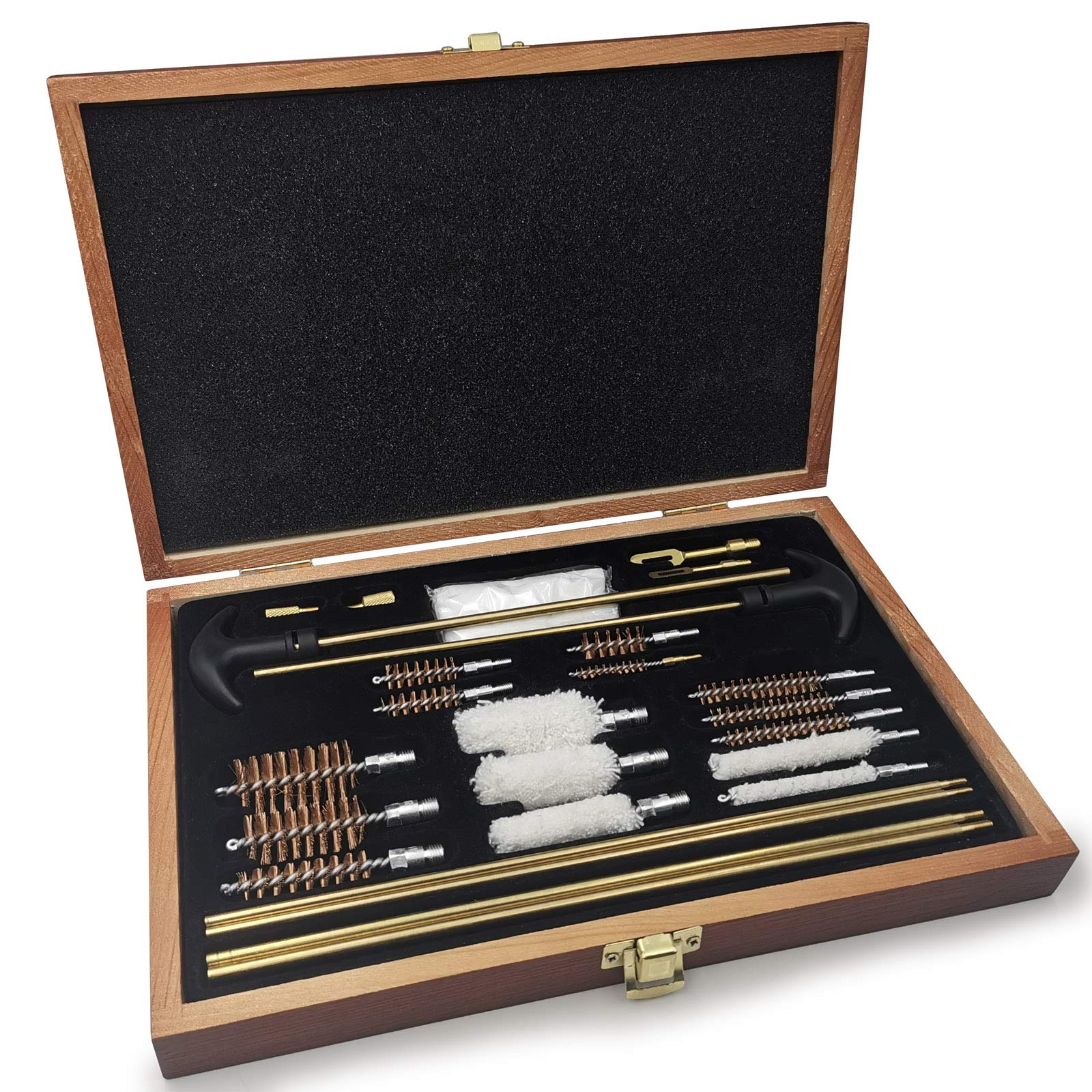 26-Piece Gun Cleaning Kit for Rifle, Shotgun & Handgun - Includes Brushes for 17, 22, 270, 30, 357, 40, 45, 410, 12GA & 20GA Calibers with Brass Slotted Tips & Bore Mops | Professional Firearm Maintenance Tools for Hunting, Range Shooting & Home Defense