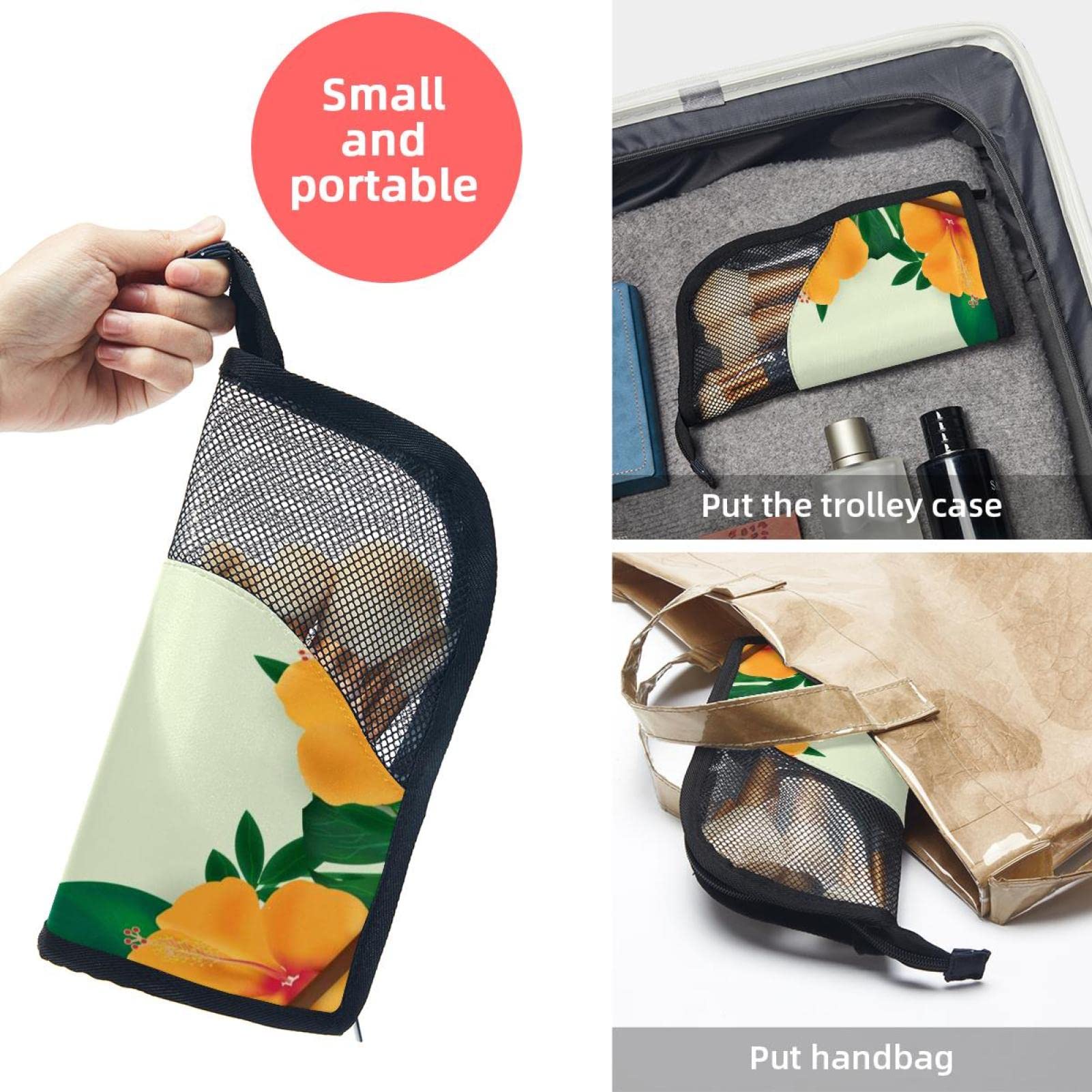 Premium 12-Piece Makeup Brush Organizer Bag with Tropical Leaves & Yellow Flowers Design - Portable Travel Makeup Brush Holder Case for Professional Artists & Beauty Enthusiasts - Perfect for Home, Travel & Salon Use