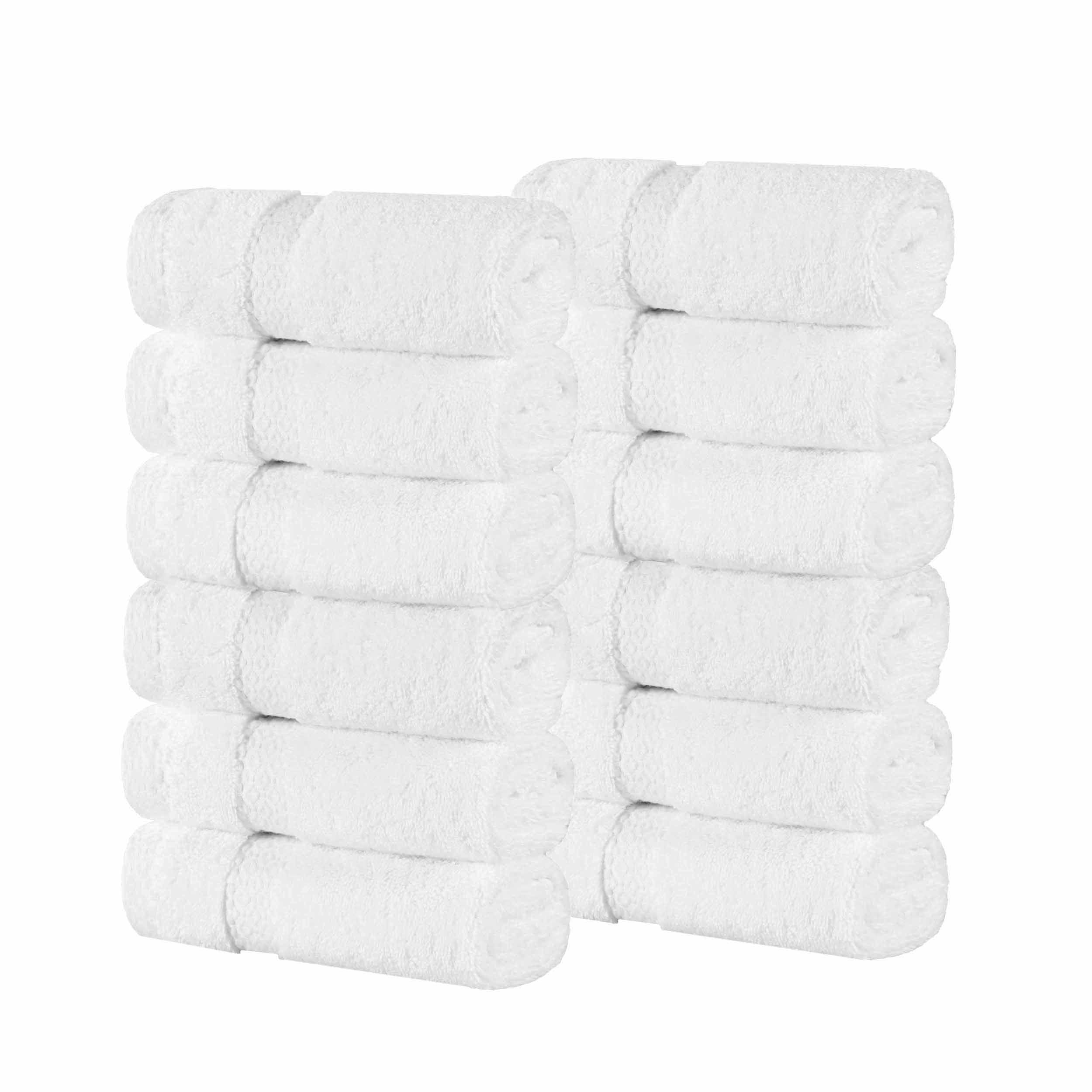 Premium Giza Cotton Dobby Face Towels - Set of 12 | Ultra Absorbent & Soft Egyptian Cotton | Spa, Gym & Travel Essentials | Made in Egypt