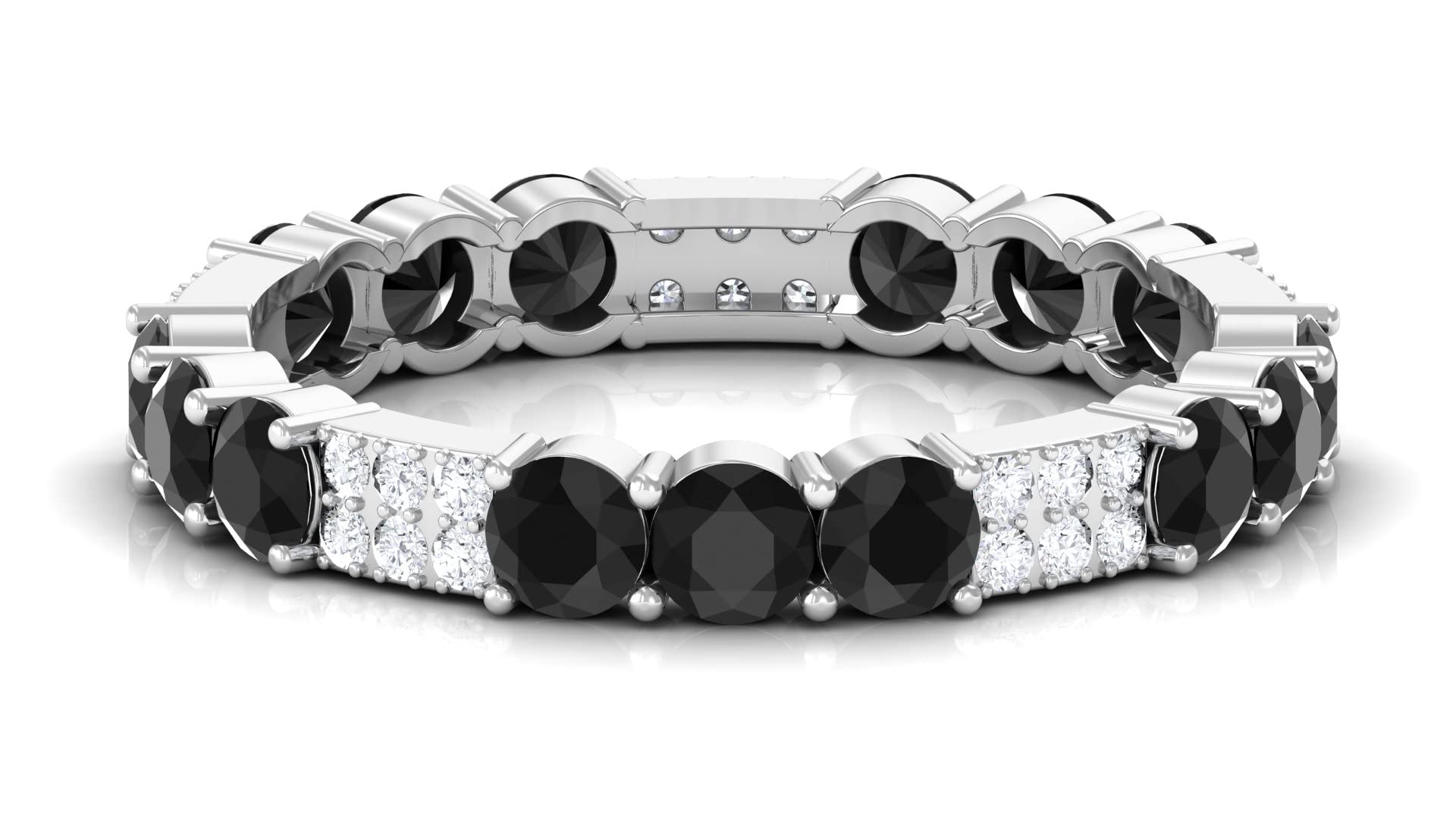 1.75 CT Black Spinel & Diamond 14K Solid Gold Eternity Ring for Women | Wedding Band, Anniversary Gift, Engagement Ring, Valentine's Day Present