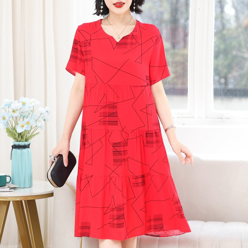 Women's Slim Fit Loose V-Neck Casual Dress - Flowy Summer Dress for Beach, Party & Everyday Wear