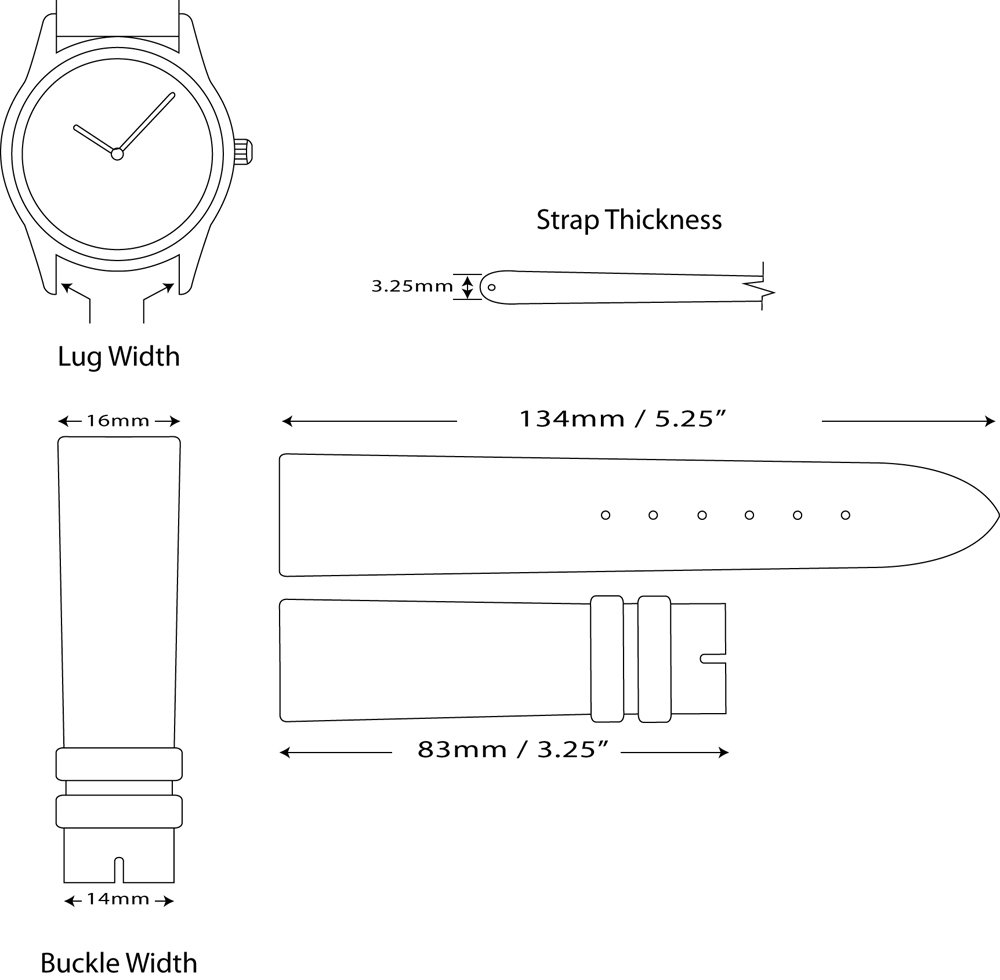 Premium deBeer Alligator Grain Leather Watch Band - Brown 16mm Long Replacement Strap for Men & Women - Perfect for Dress Watches, Business & Formal Occasions