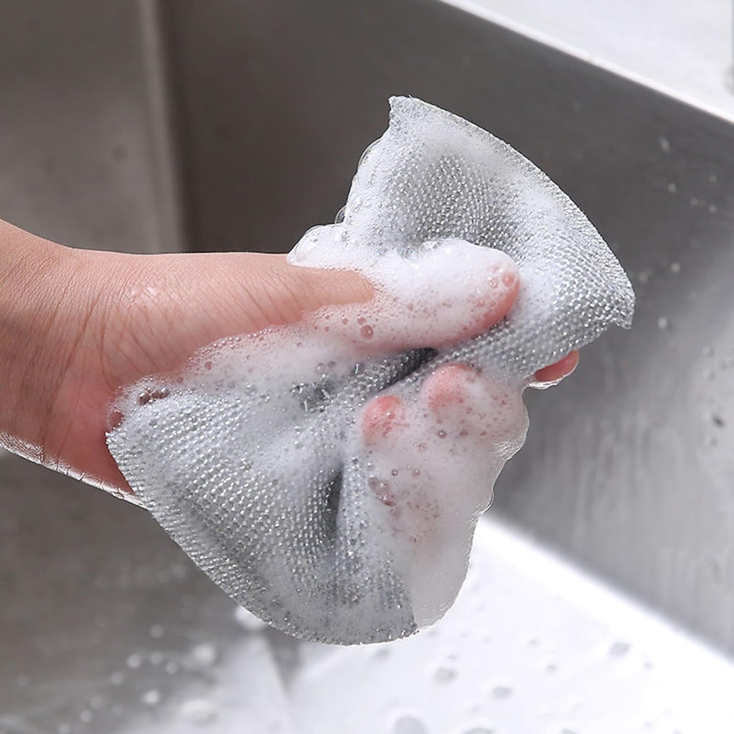 PRACHAND Non-Scratch Sponge Scrubber for Kitchen - Reusable Dish Cleaning Sponge with Steel Wire, Scratch-Proof Scrubber for Pots, Pans & Utensils (4 Pack) - Perfect for Daily Dishwashing and Tough Stain Removal