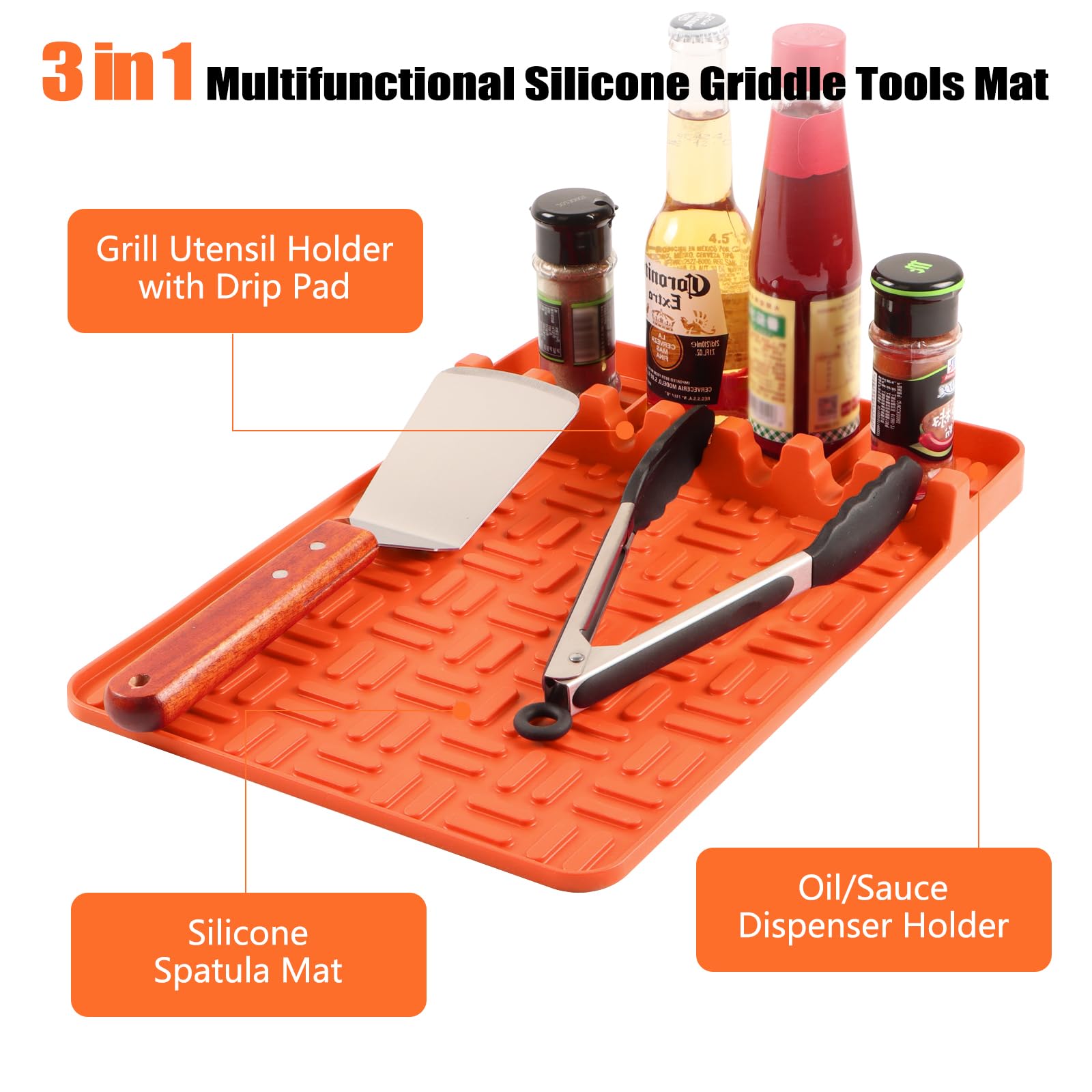 Blackstone Silicone Griddle Mat - Large Spatula & Drip Pad for Kitchen, Stovetop, Countertop - Perfect for Outdoor Grilling