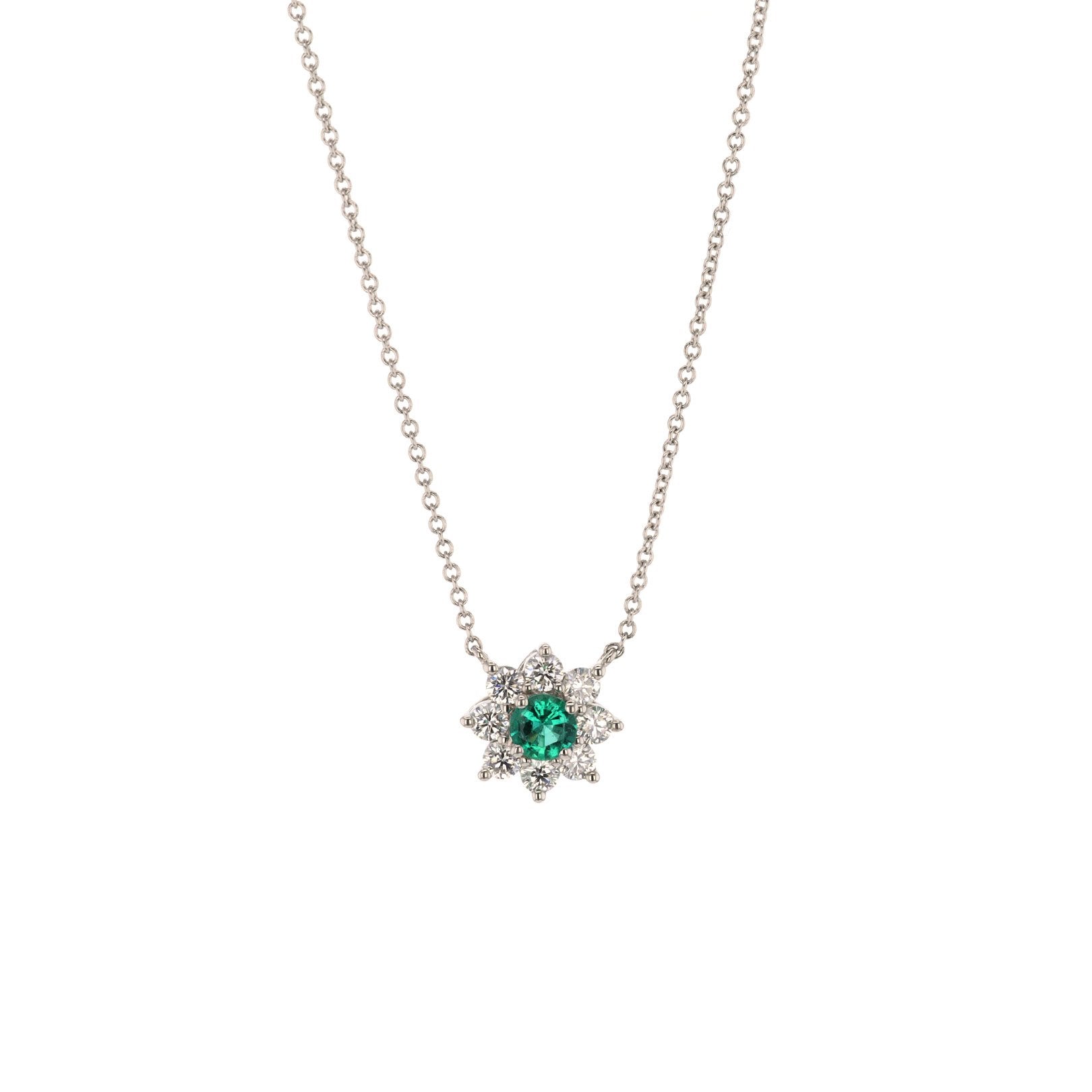 18K Gold Emerald & Diamond Stationary Pendant Necklace for Women - Elegant Jewelry Gift for Birthday, Anniversary & Special Occasions