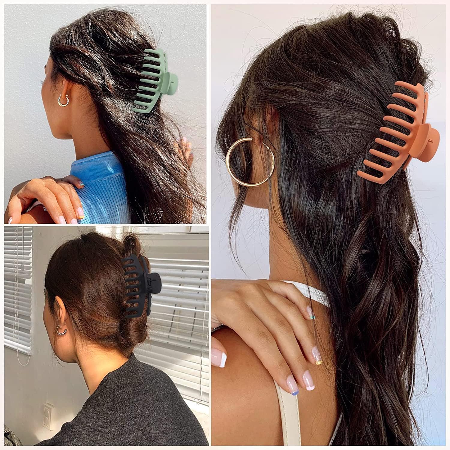SUKAINA TRENDS Hair Claw Clips for Women & Girls - 8 PCS Strong Hold Hair Clips for Thick & Thin Hair - Large Hair Claw Clips for Ponytails, Buns & Updos - Perfect for Work, School & Everyday Styling
