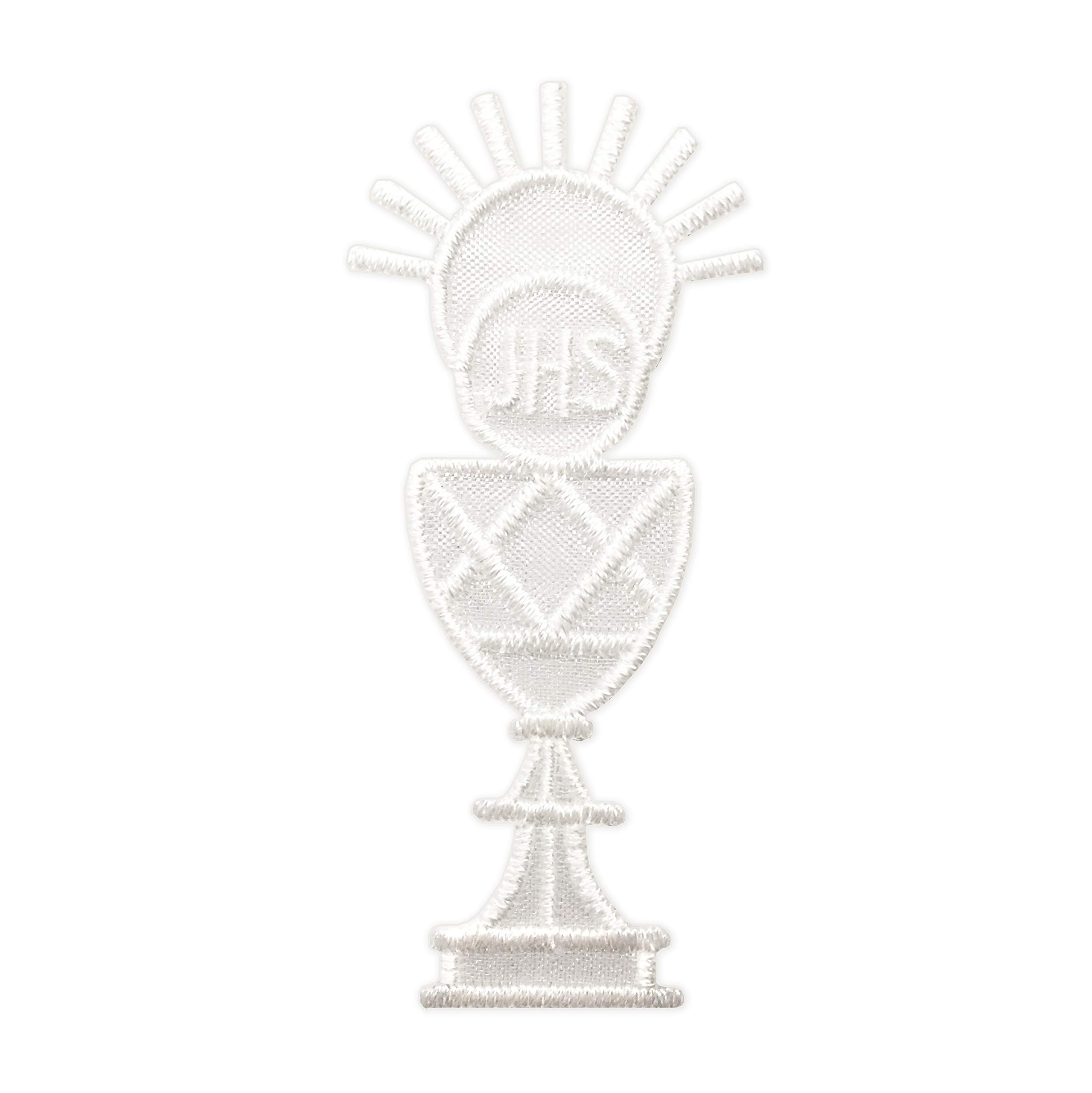 White JHS Challis Holy Grail Embroidered Iron-On Patch for Jackets, Bags & DIY Crafts - Premium Sew-On Badge for Customization