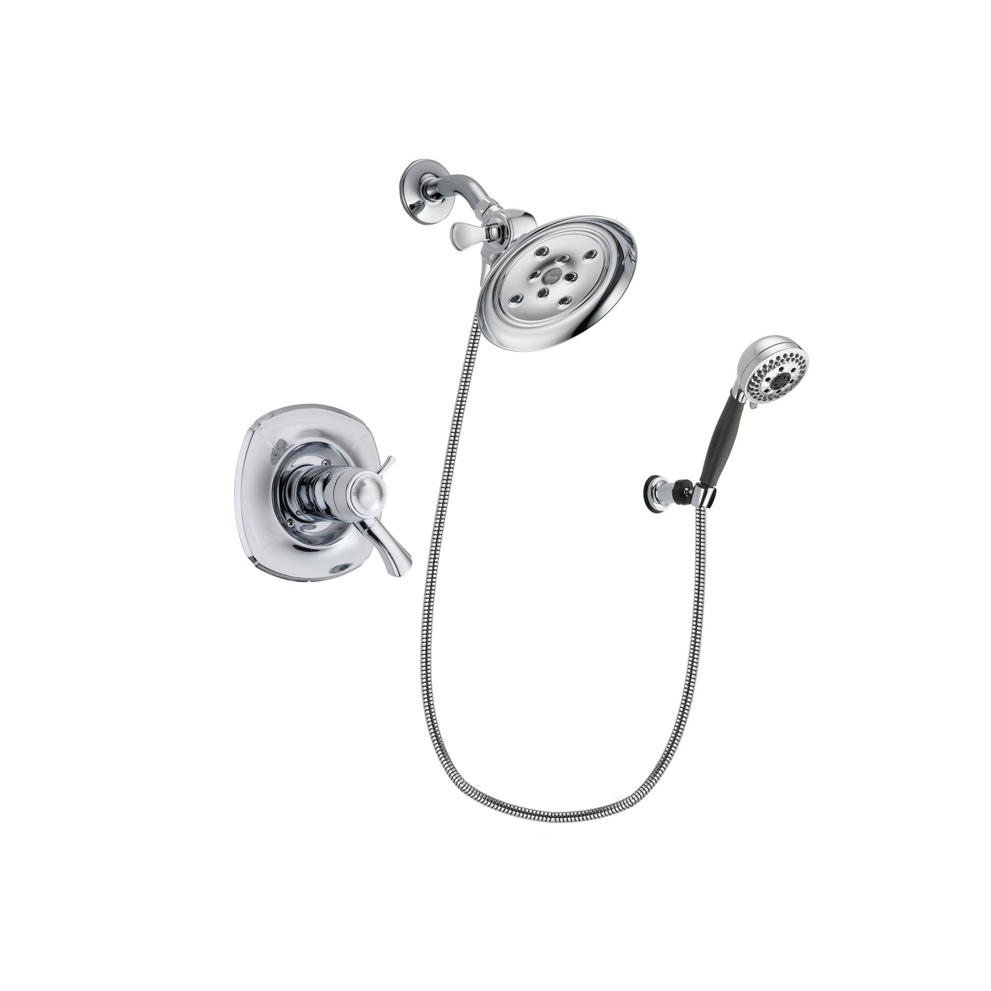 Delta Addison Chrome Thermostatic Shower System - Large Rainfall Showerhead + 5-Spray Handheld Shower with Wall Bracket & Hose (Includes Rough-in Valve DSP1180V) | Modern Bathroom Upgrade for Spa-Like Experience