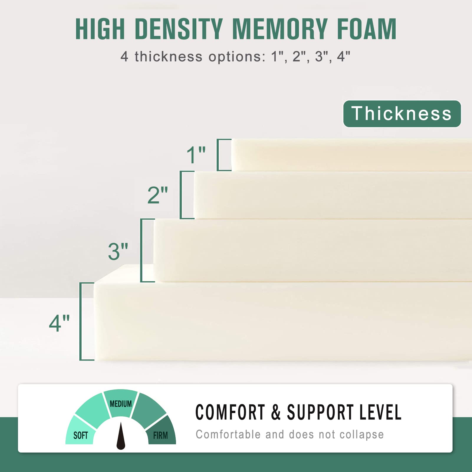 Custom Size Bench Cushion - Thick Upholstery Foam Bay Window Seat Cushion & Long Chair Pad for Indoor/Outdoor Sofa, Patio Furniture (Cream) | Perfect for Reading Nooks, Sunrooms & Cozy Window Seats
