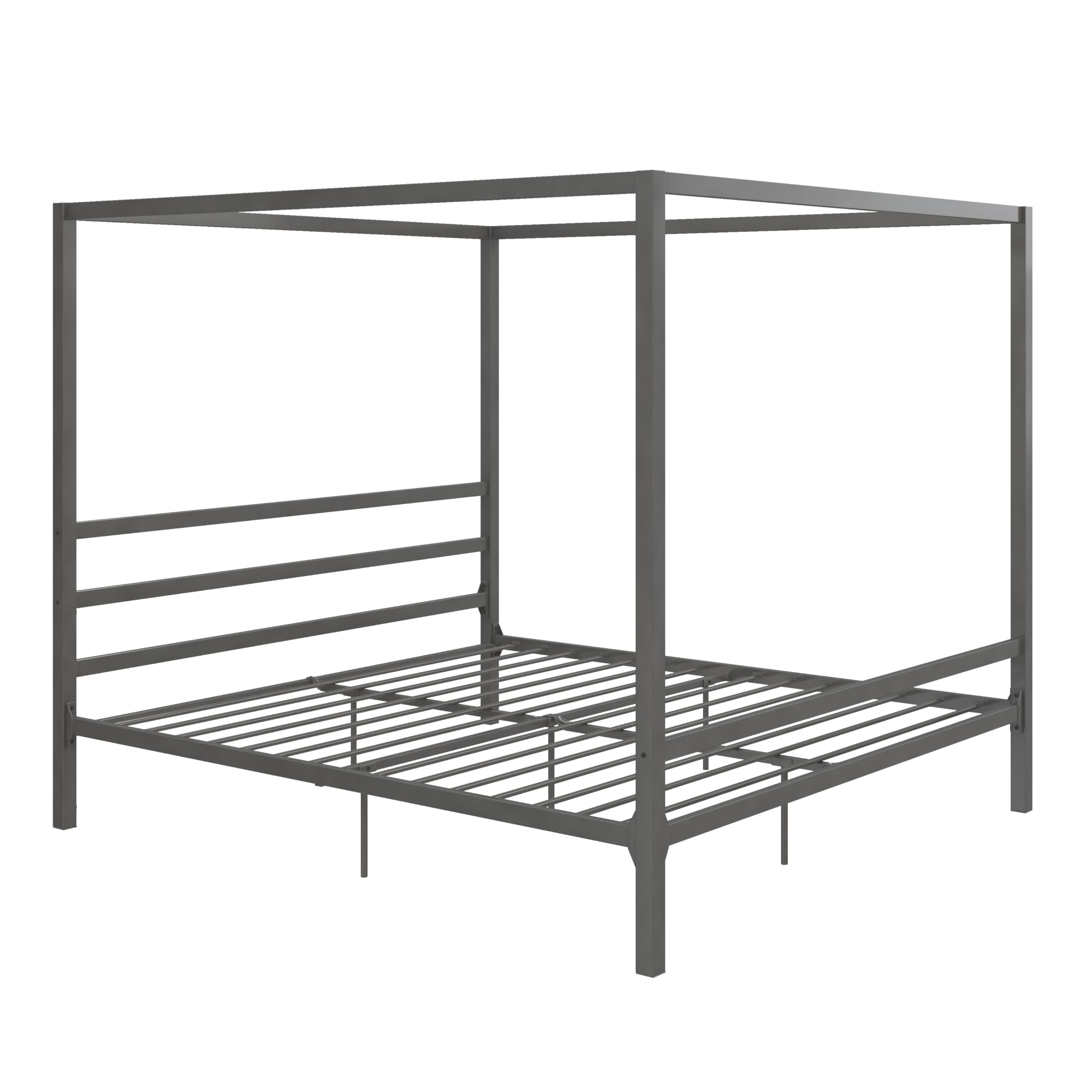 DHP King Metal Canopy Bed Frame - Modern Platform Bed with Built-In Headboard, Sturdy Steel Frame, No Box Spring Needed in Gunmetal Gray - Perfect for Master Bedroom, Guest Room & Modern Home Decor
