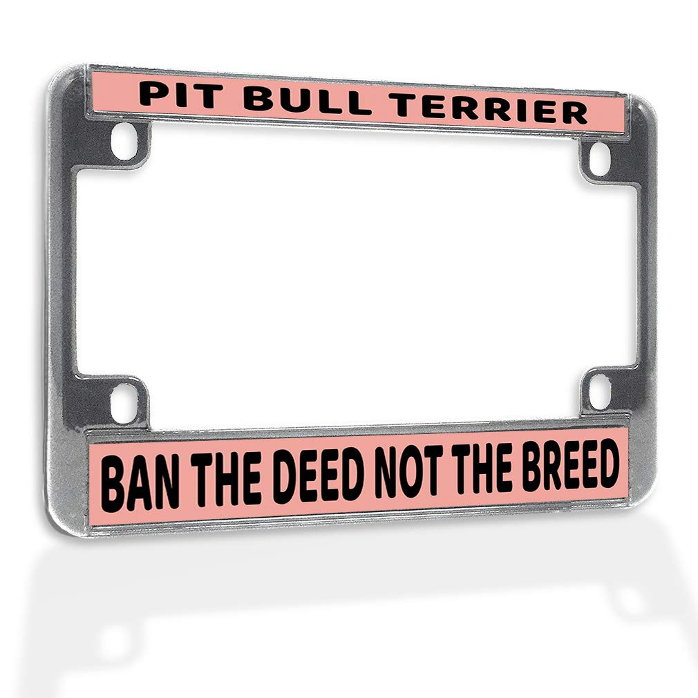 Pit Bull Terrier Bike License Plate Frame - Chrome, Weatherproof for Motorcycles