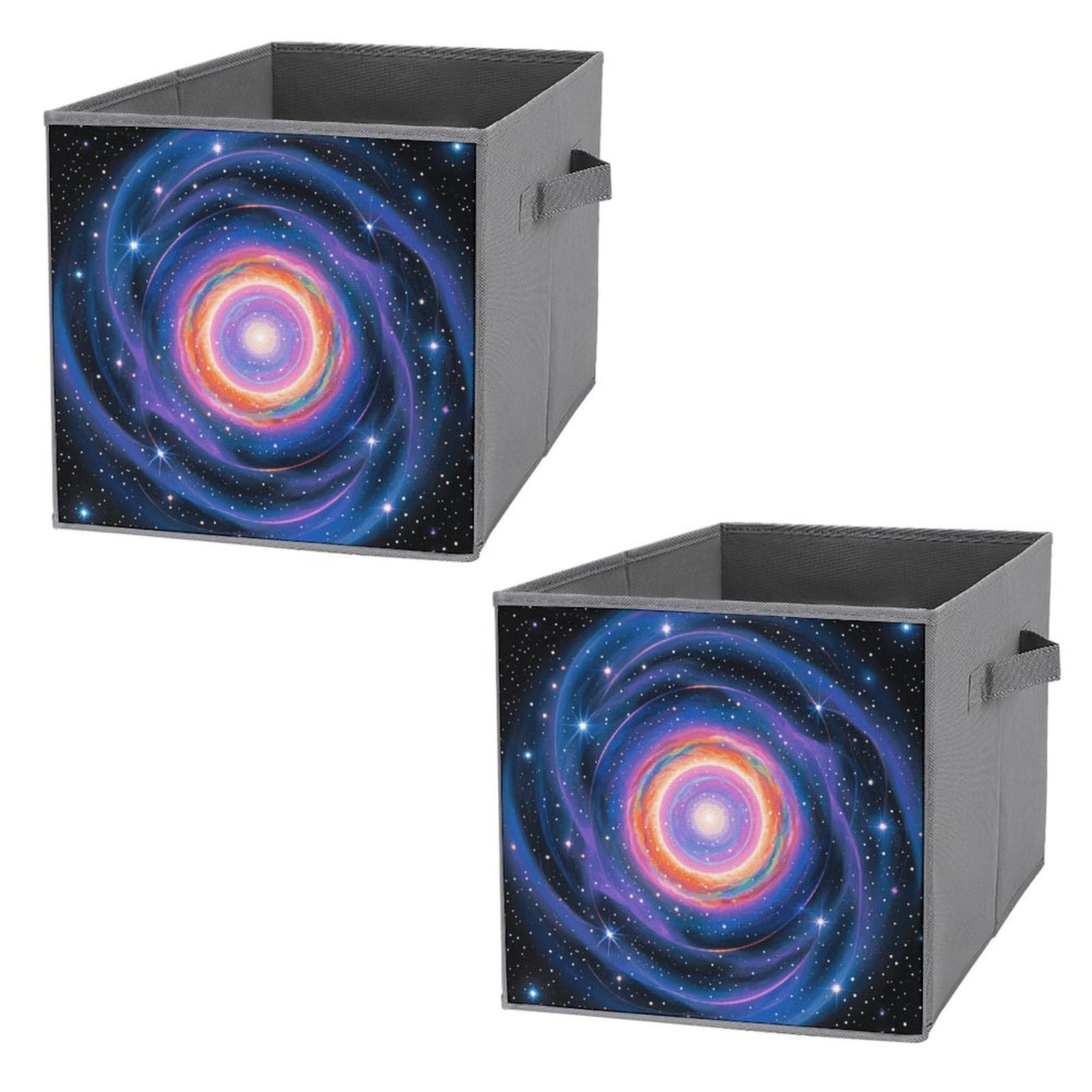 2-Pack Foldable Storage Bins with Handles - Large Capacity Closet Organizers for Clothes, Office Supplies & Home Organization | Space-Saving Storage Cubes for Bedroom, Nursery & Dorm Room