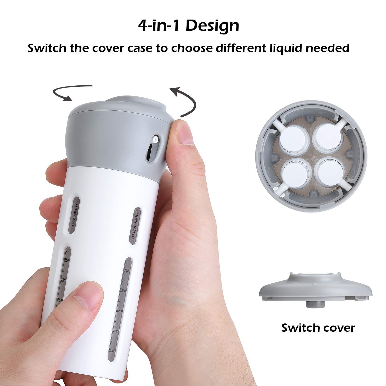 Bhavyam 4-in-1 Leak-Proof Travel Toiletry Bottles Set - Refillable Shampoo, Cream & Lotion Containers for Airplane Carry-On, Gym & Vacation (1pc) - TSA Approved Plastic Travel Accessories