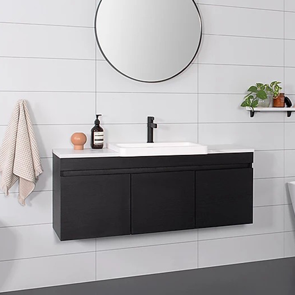 ADP Glacier Pro Semi Recessed All Door Slim Vanity with Solid Surface Top - Modern Bathroom Sink Cabinet for Small Spaces, Perfect for Apartments and Powder Rooms