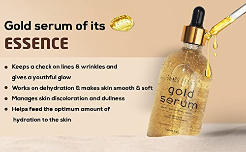 Swiss Beauty 24K Gold Facial Serum - 100ml Anti-Aging Face Treatment for Glowing Skin | Day & Night Moisturizer for Women & Men
