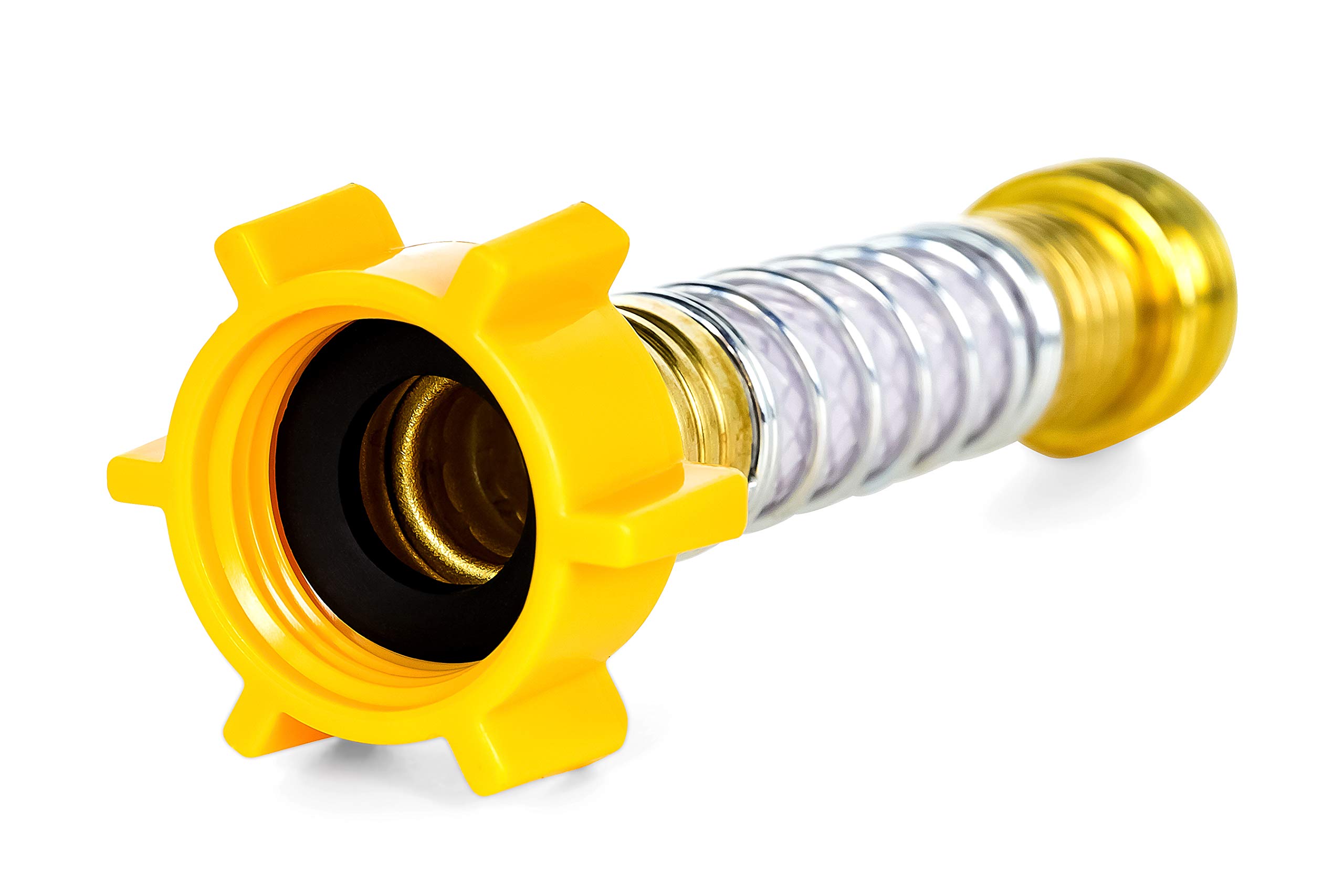 Camco 22703-A Yellow Flexible Hose Protector - Prevents Hose Kinking & Straining at Faucets, Water Connections | Improves Hose Flexibility for RV, Boat & Outdoor Water Use