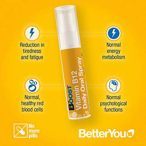 BetterYou Boost Daily Vitamin B12 Oral Spray 25ml - Fast Absorption Energy Support for Adults & Kids - Perfect for Busy Lifestyles & Active Families