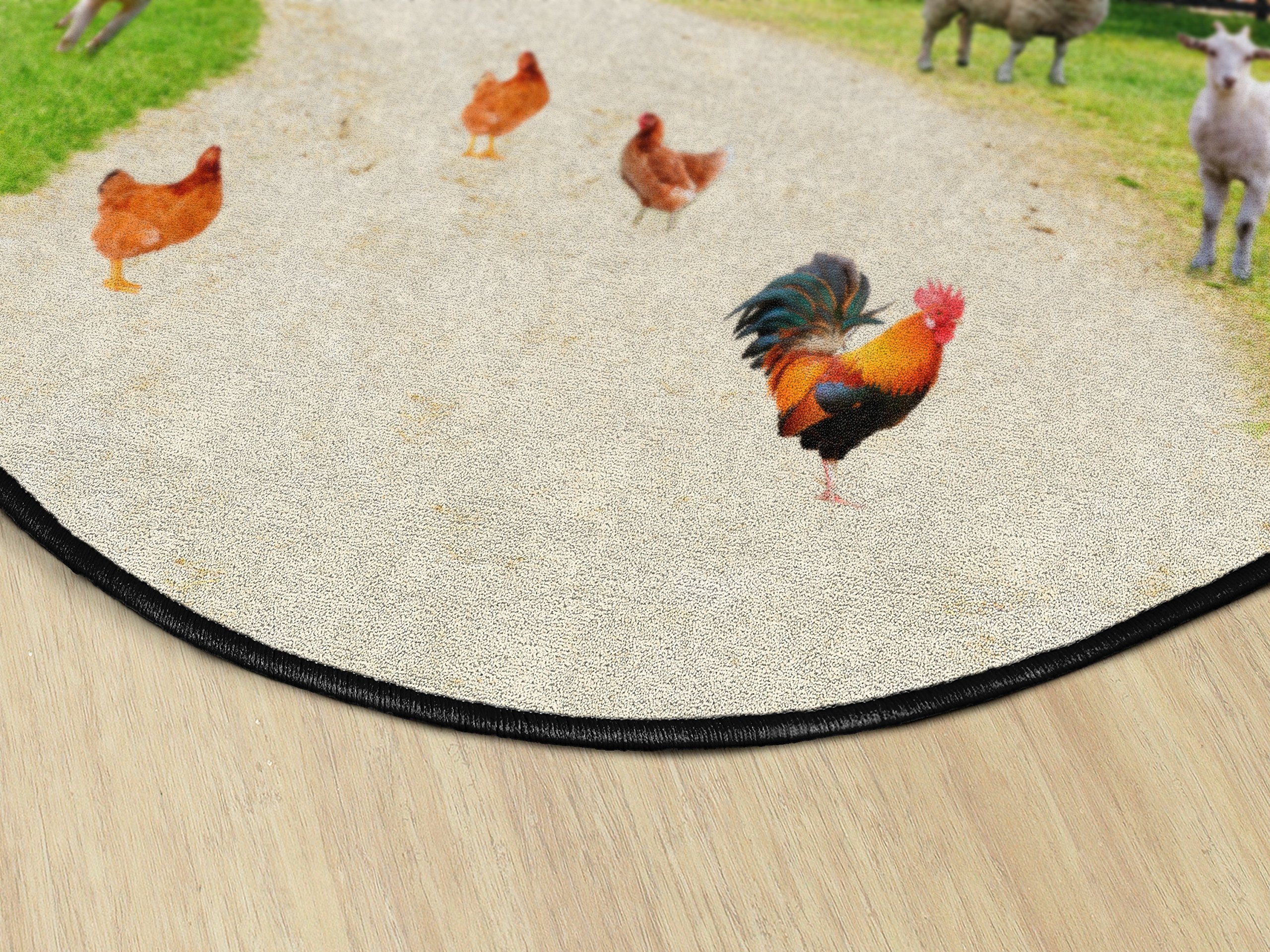 Premium Educational Barn Animals Multicolor Carpet Rug - 6' Round Kids Play Mat for Home, Office, Classroom, Bedroom & Playroom | Non-Slip Floor Covering for Learning & Play Areas