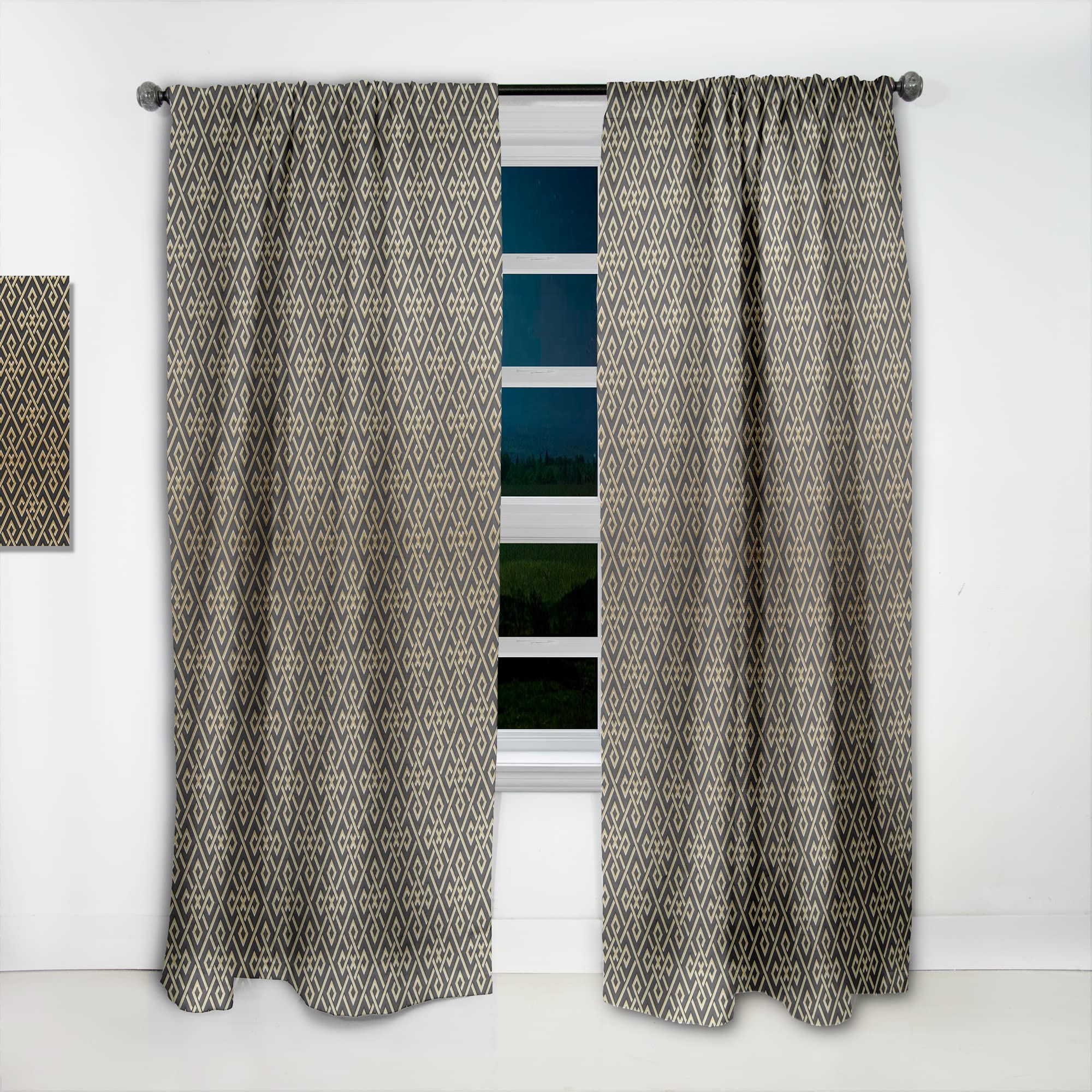 DesignQ Luxury Metallic Geometric Blackout Curtains - Thermal Insulated Single Panel (52x95 inches) for Bedroom & Living Room - Elegant Room Decor for Home Theater & Night Shift Workers