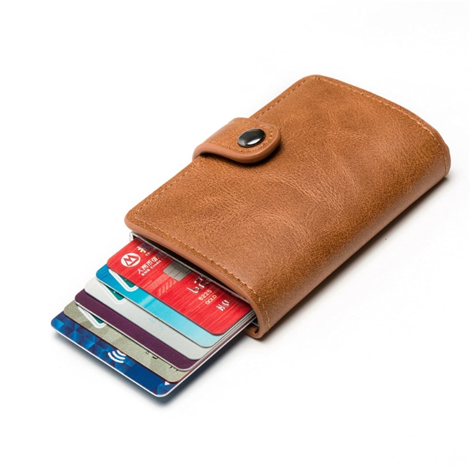 RFID Blocking Anti-Theft Wallet - Automatic Pop-up Metal Credit Card Holder with RFID Protection for Men & Women | Secure Travel Wallet for Credit Cards, Bank Cards & IDs (Yellow) - Perfect for Daily Use, Business Trips & International Travel