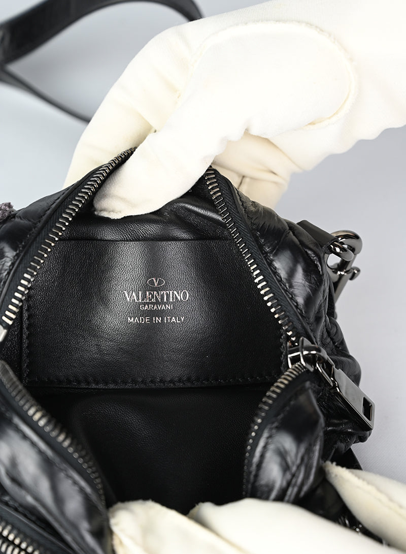 Valentino Black VLTN Crossbody Bag for Women | Luxury Leather Shoulder Purse | Perfect for Parties, Dates & Evening Events