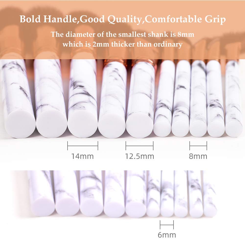Professional Marble Makeup Brush Set - 10pcs Soft Synthetic Bristles with 2 Sponges & Cosmetic Bag | Odor-Free, Vegan & Cruelty-Free Makeup Tools for Foundation, Blending, Contouring | Perfect for Travel & Professional Makeup Artists (Black)