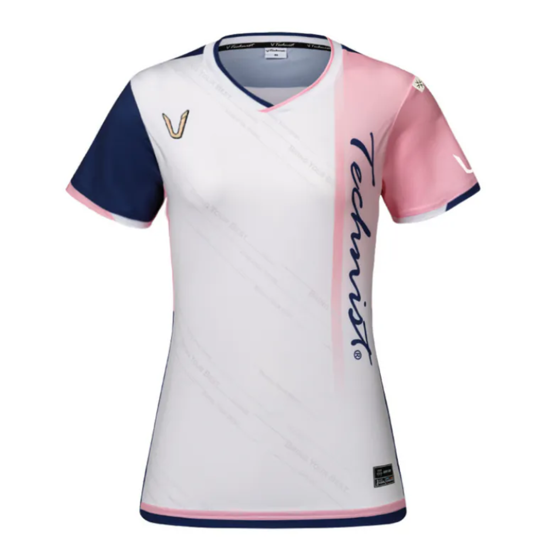 Technist TNT6538 Women's Gaming T-Shirt - Navy & Pink Cotton Comfort Fit - Perfect for Esports, Streaming & Casual Gaming Wear