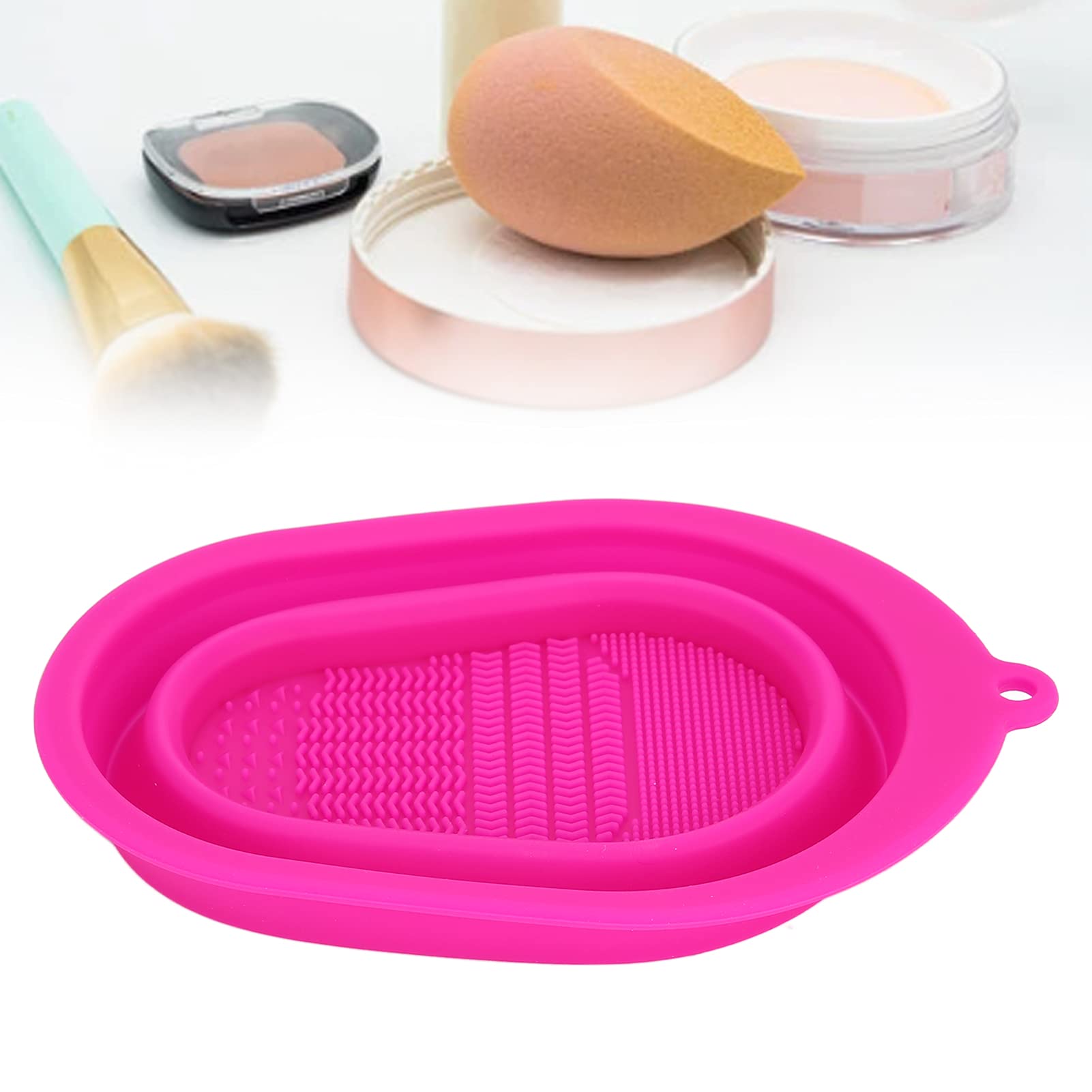 Makeup Brush Cleaner Mat - Reusable Silicone Cleaning Pad for Travel & Home, Soft & Durable (Rose Red) | Perfect for Professional Makeup Artists & Beauty Enthusiasts