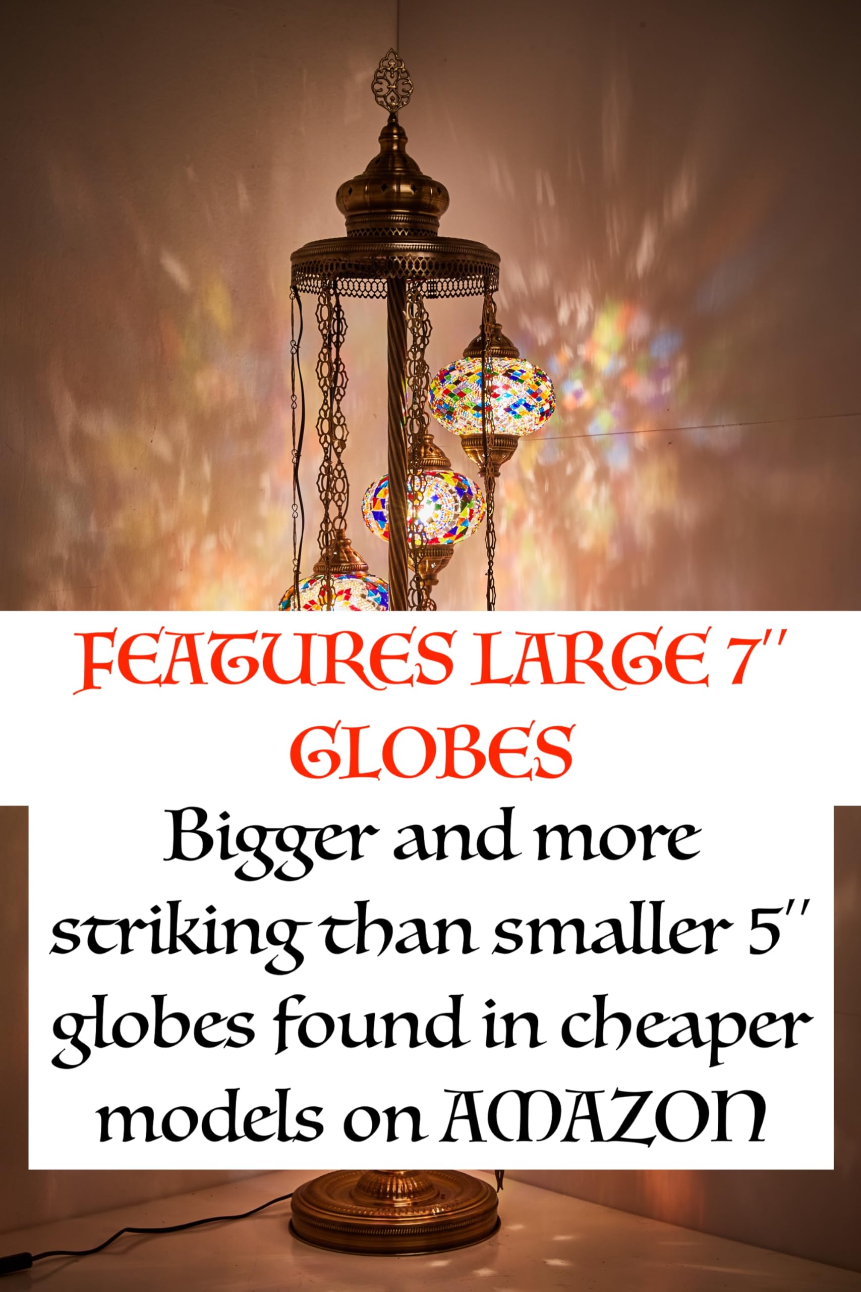 DEMMEX - 7 Large Handcrafted Turkish Moroccan Mosaic Floor Lamp, 60