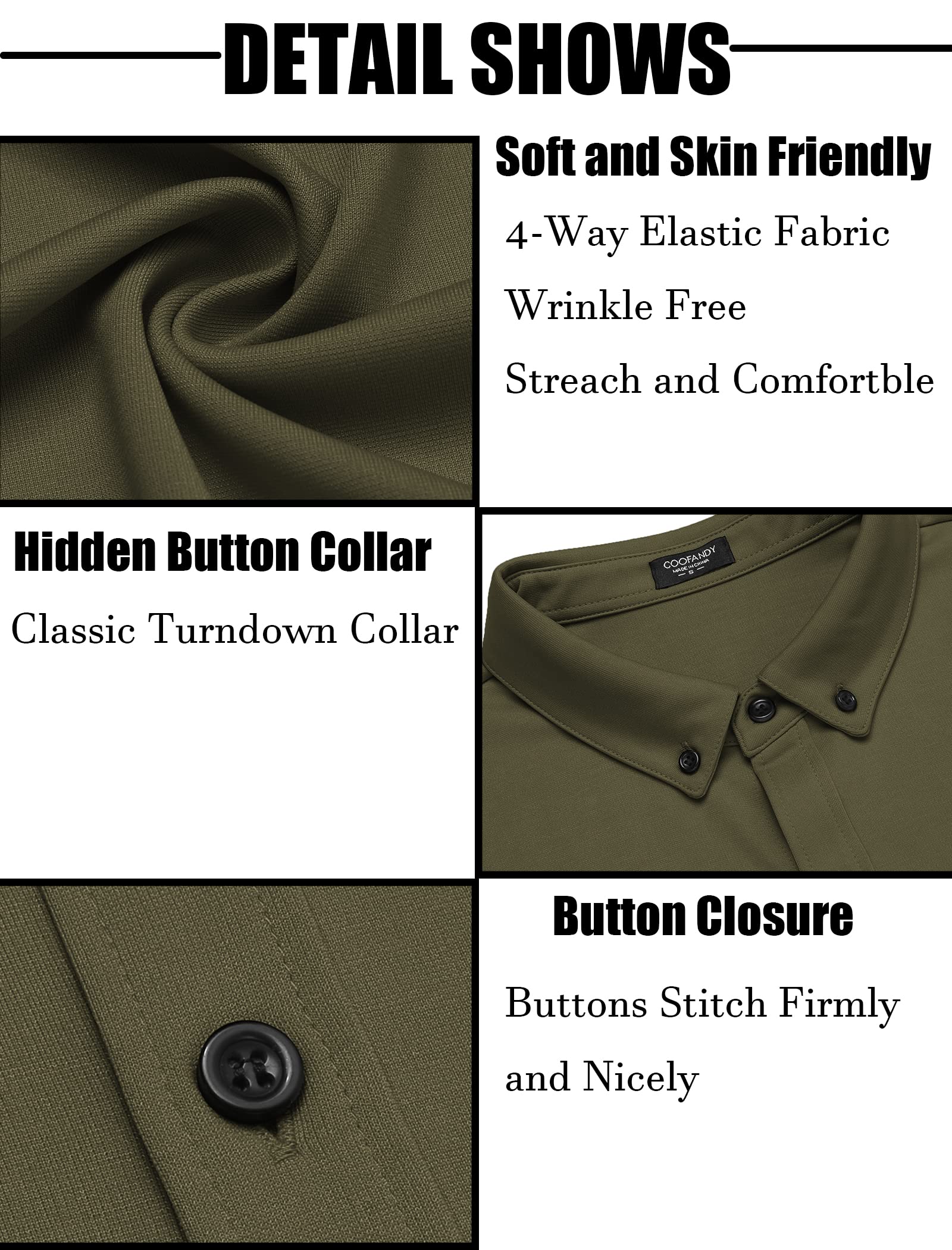 COOFANDY Men's Short Sleeve Casual Button Down Shark Shirt | Wrinkle Free Stretch Dress Shirt | Summer Business Casual & Outdoor Wear | Perfect for Office, Beach and Vacation Outfits