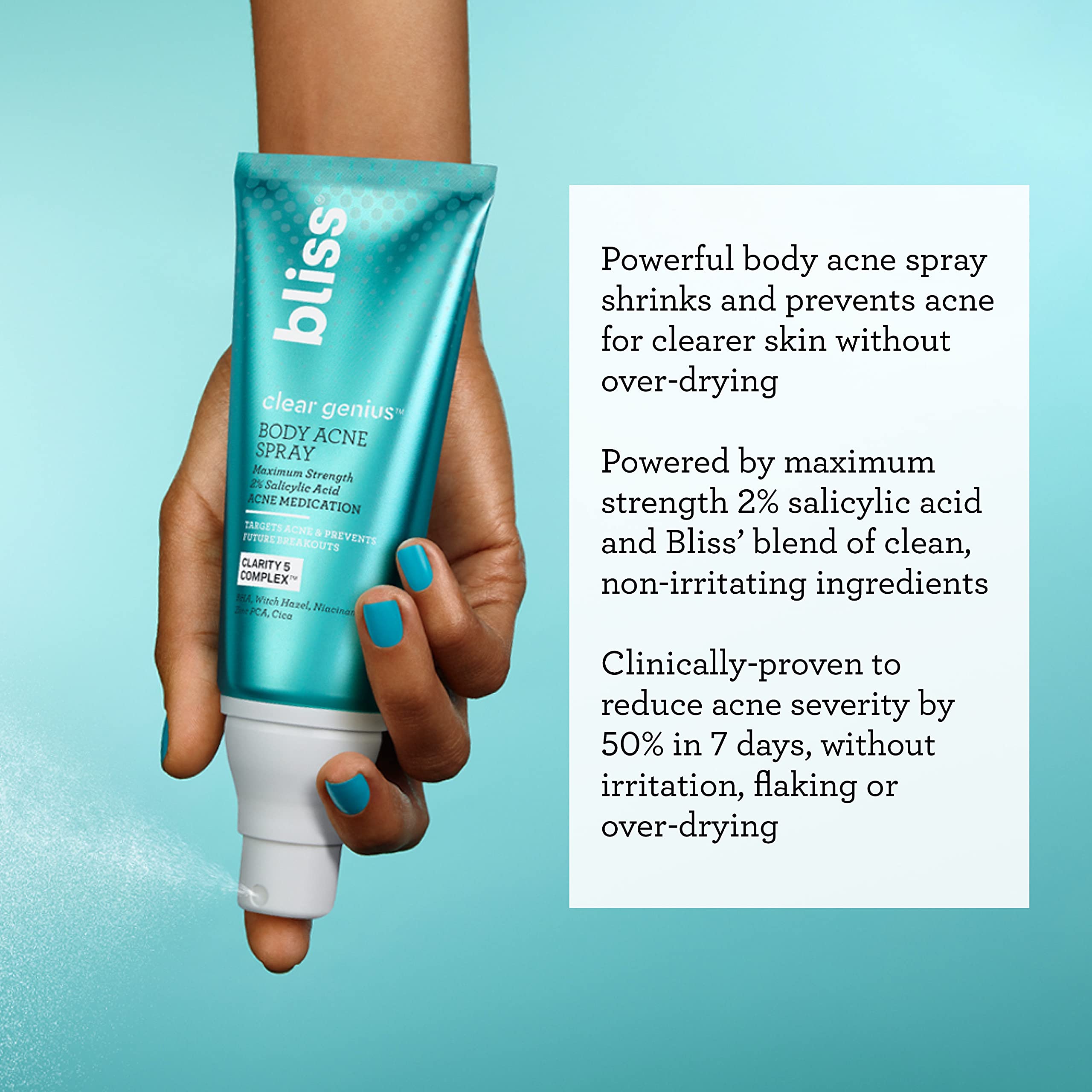 Bliss Clear Genius Clarifying Gel Cleanser & Acne Treatment Body Spray Bundle - Vegan, Cruelty-Free, Paraben-Free Skincare Set for Face and Body | Perfect for Acne-Prone Skin & Post-Workout Breakout Prevention