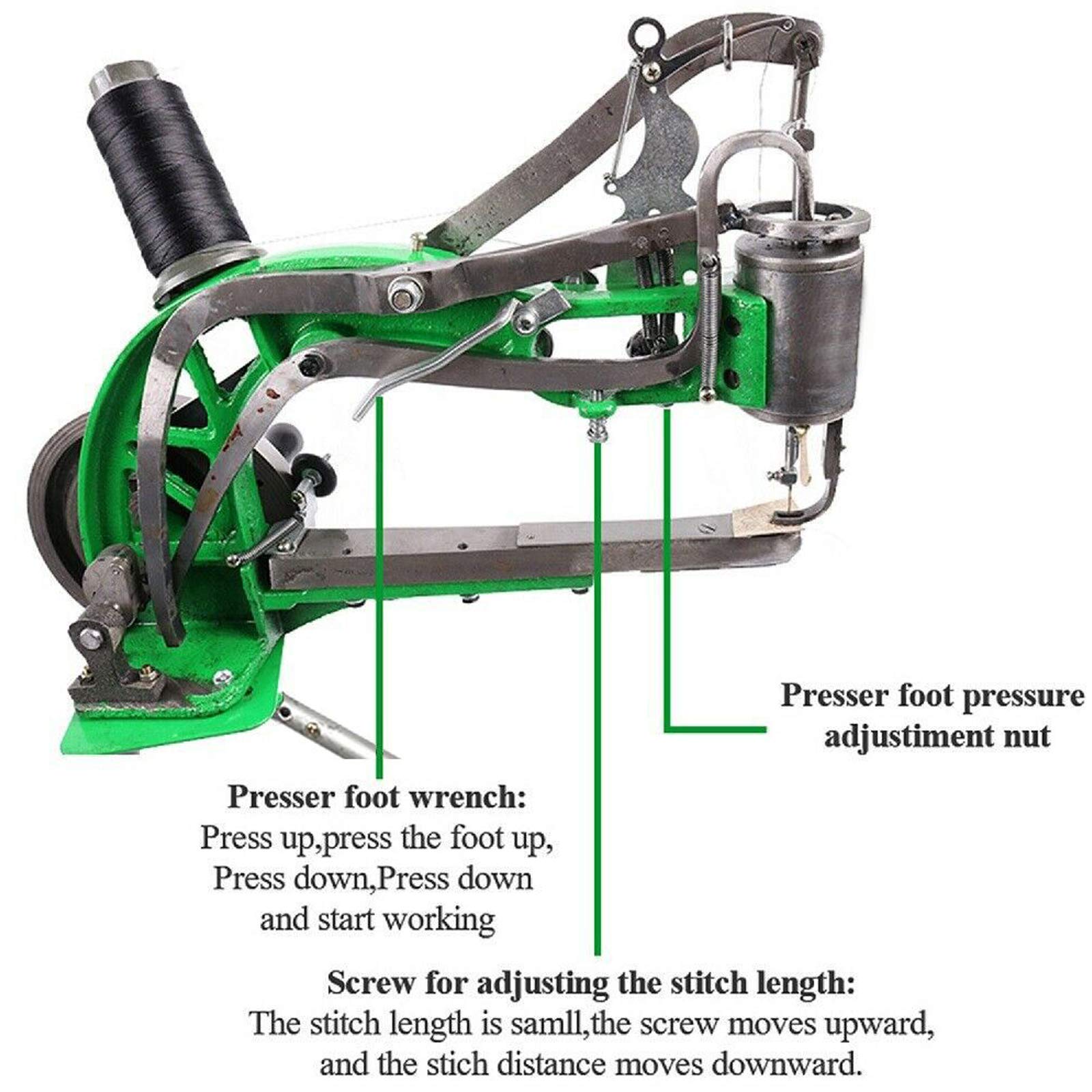 Heavy Duty Leather Hand Shoe Repair Machine - Professional Cobbler Sewing Machine for Manual Stitching with Dual Cotton Nylon Thread (Green) - Perfect for Shoe Repair, Leather Crafting & DIY Projects
