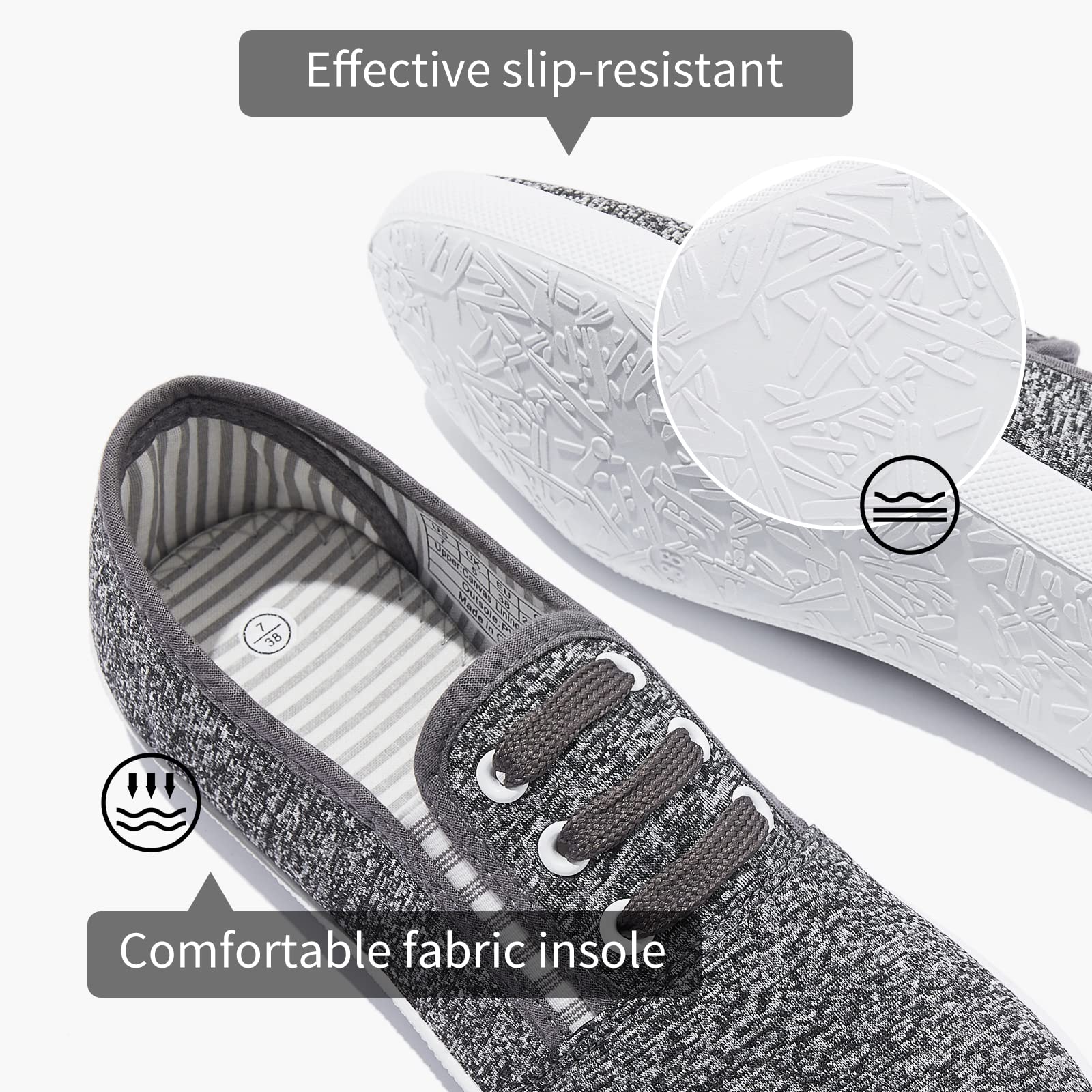 Women's Canvas Slip-On Sneakers - Comfortable Casual Walking Shoes for Women | Non-Slip Flat Dress Shoes & Work Shoes | Perfect for Office, Travel, and Daily Wear