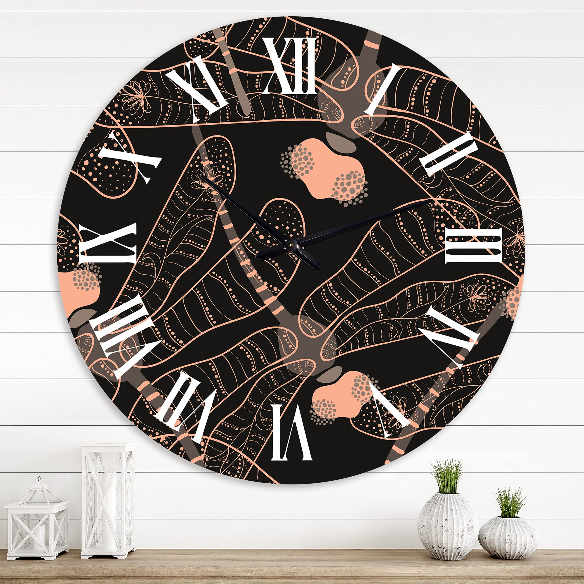 Bohemian Eclectic Wall Clock with Folk Art Dragonfly Design - Large Decorative Clock for Living Room, Bedroom & Office - Unique Home Decor Gift Idea