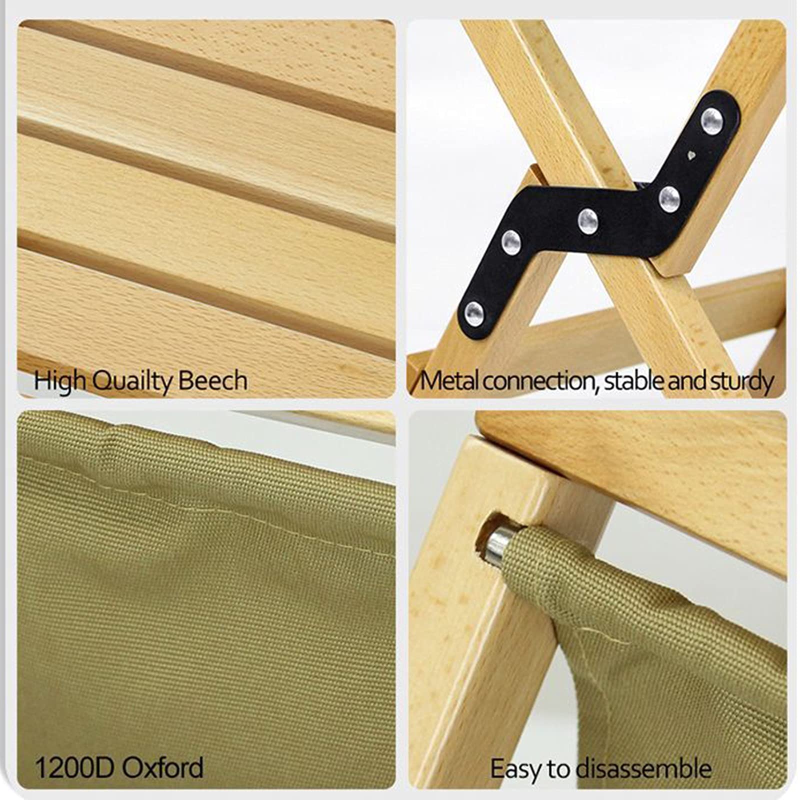 Portable Wooden Folding Camping Stool - Breathable X-Shaped Fishing Chair for Outdoor Adventures, Hiking, Picnics & Beach Trips (Wood Color)