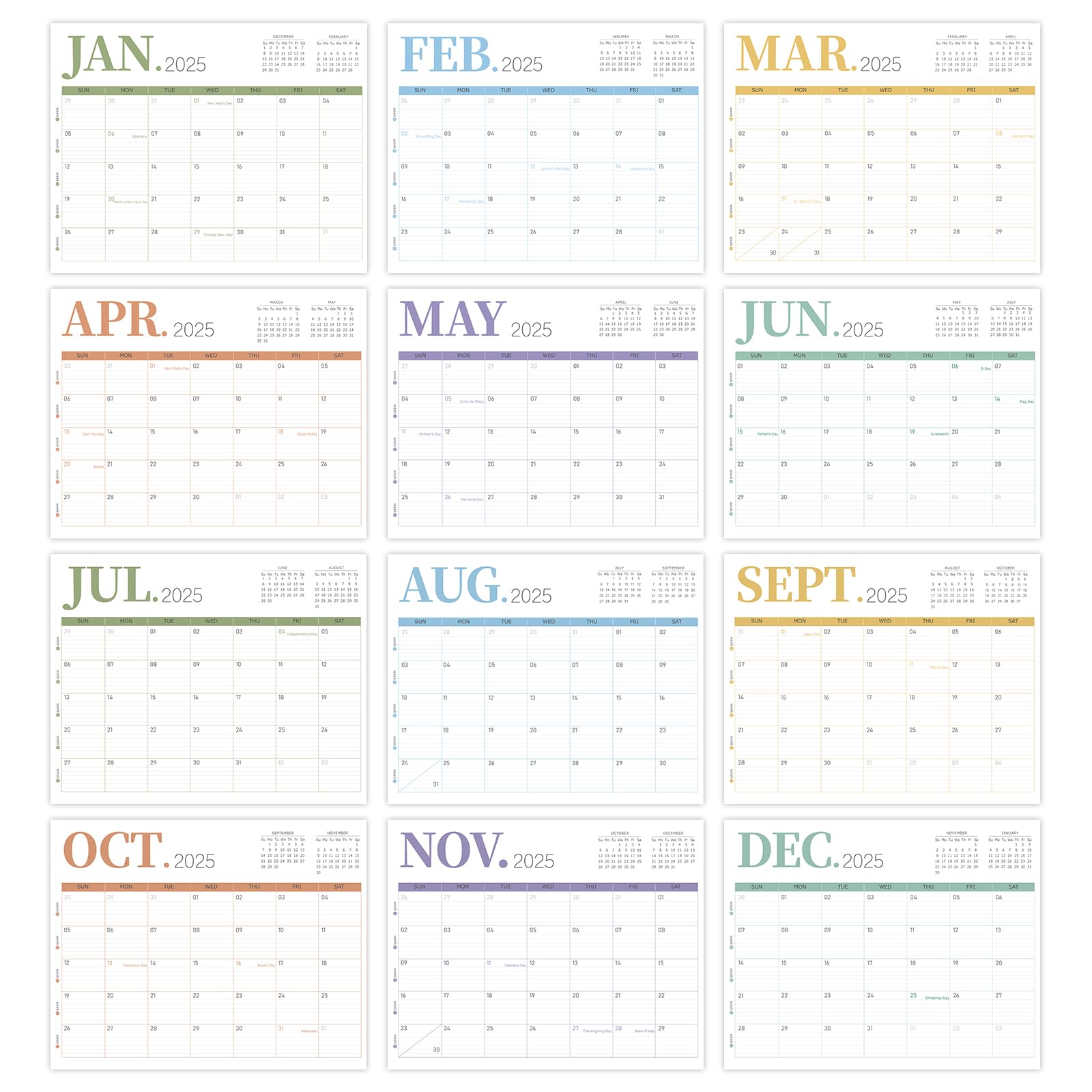 GuassLee 2025-2026 18-Month Academic Desk Calendar | Jan 2025 - Jun 2026 Wall Planner | 14
