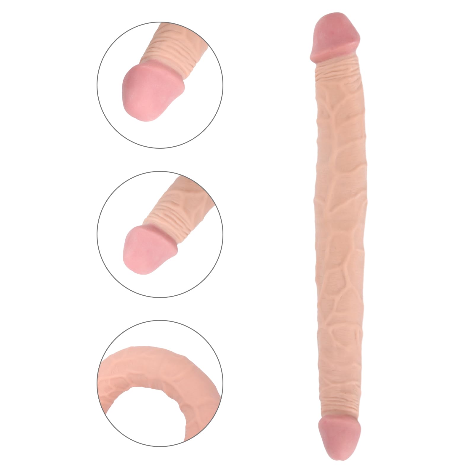 14.5 Inch Realistic Double Ended Dildo - Dual-Sided Silicone Penis Toy for Anal & Vaginal Stimulation | Adult Sex Toys for Women, Couples & Lesbians | Perfect for Solo Play, Partnered Fun & BDSM Scenes
